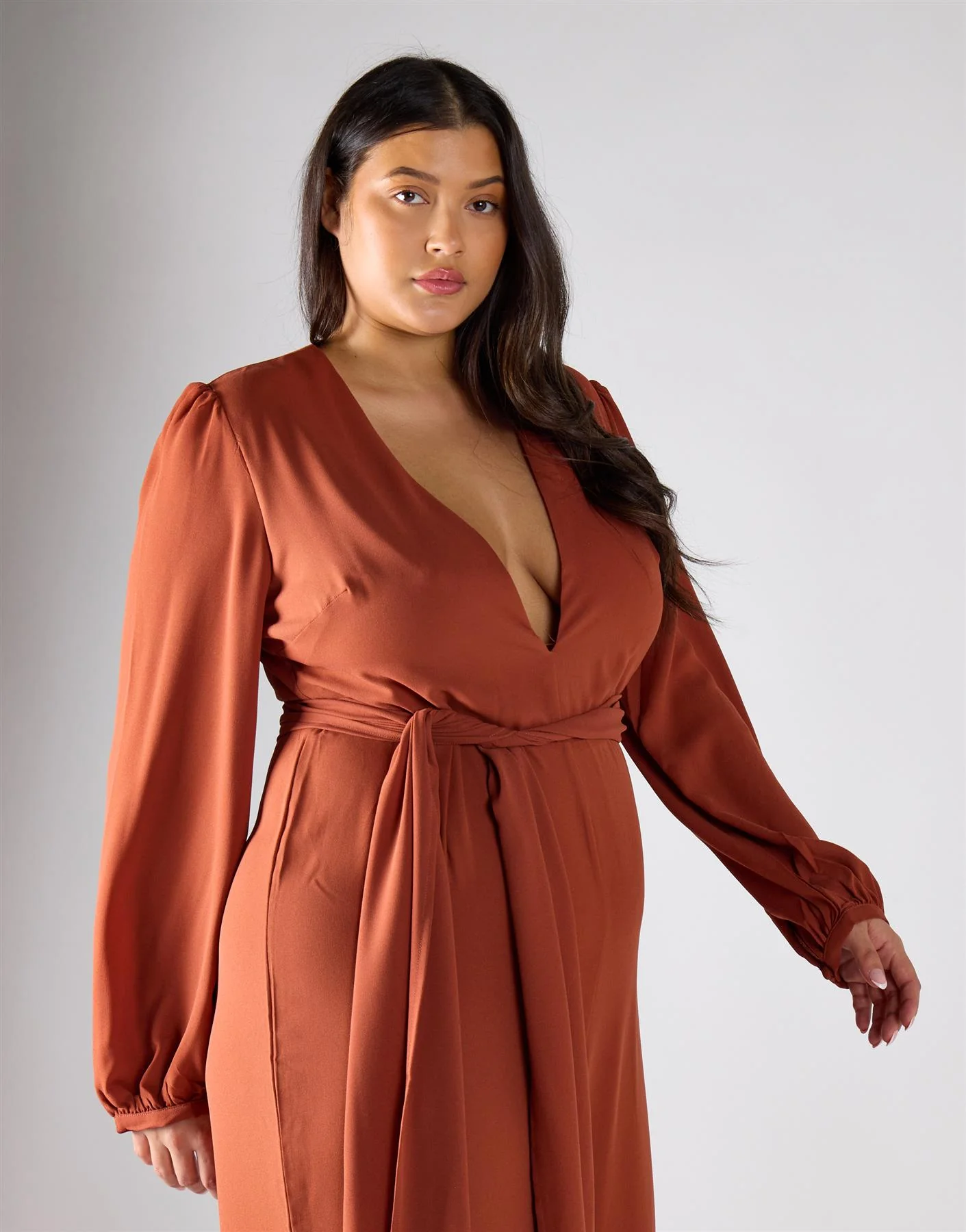 Glamorous Curve Rust Jumpsuit - Image 3