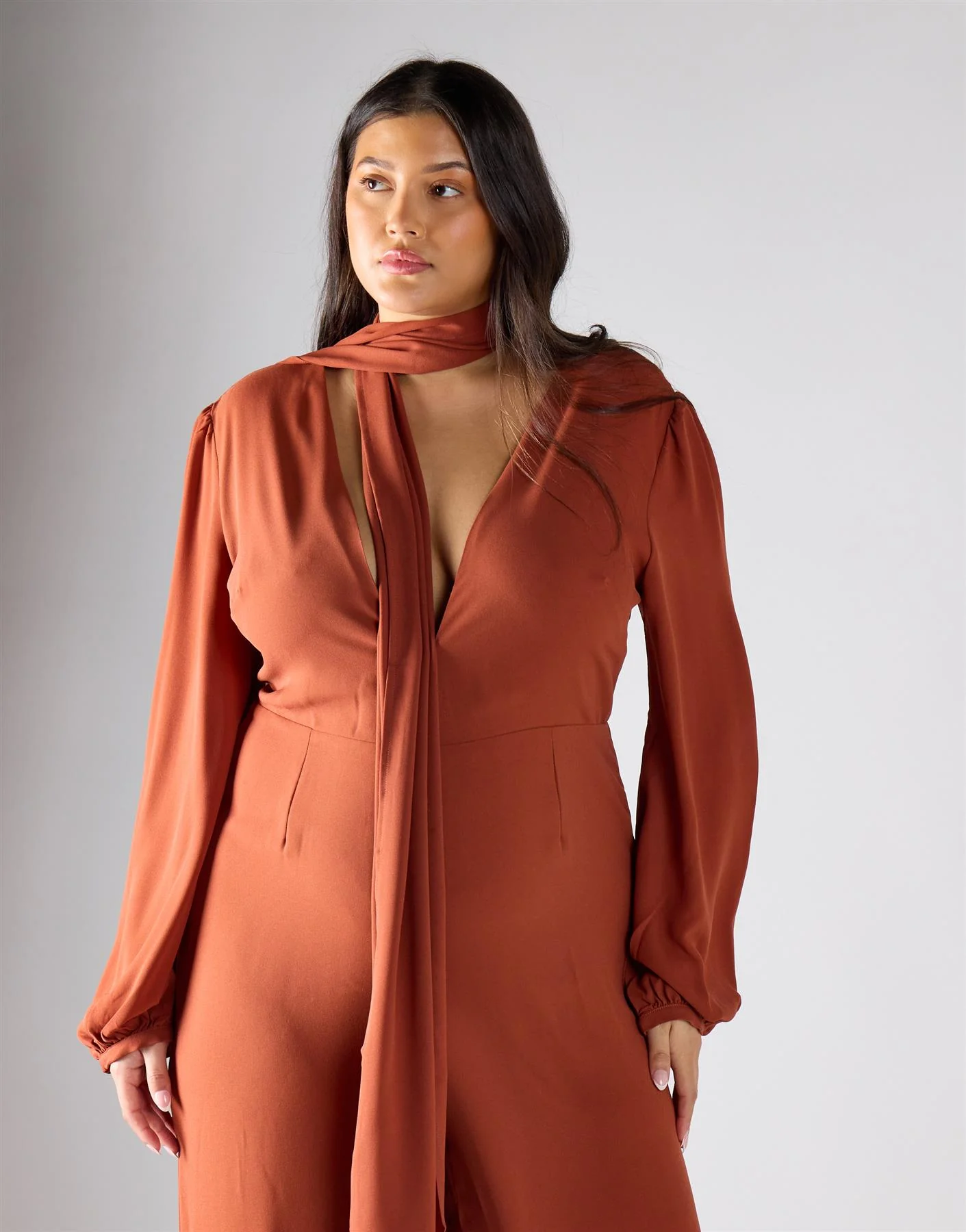 Glamorous Curve Rust Jumpsuit - Image 4
