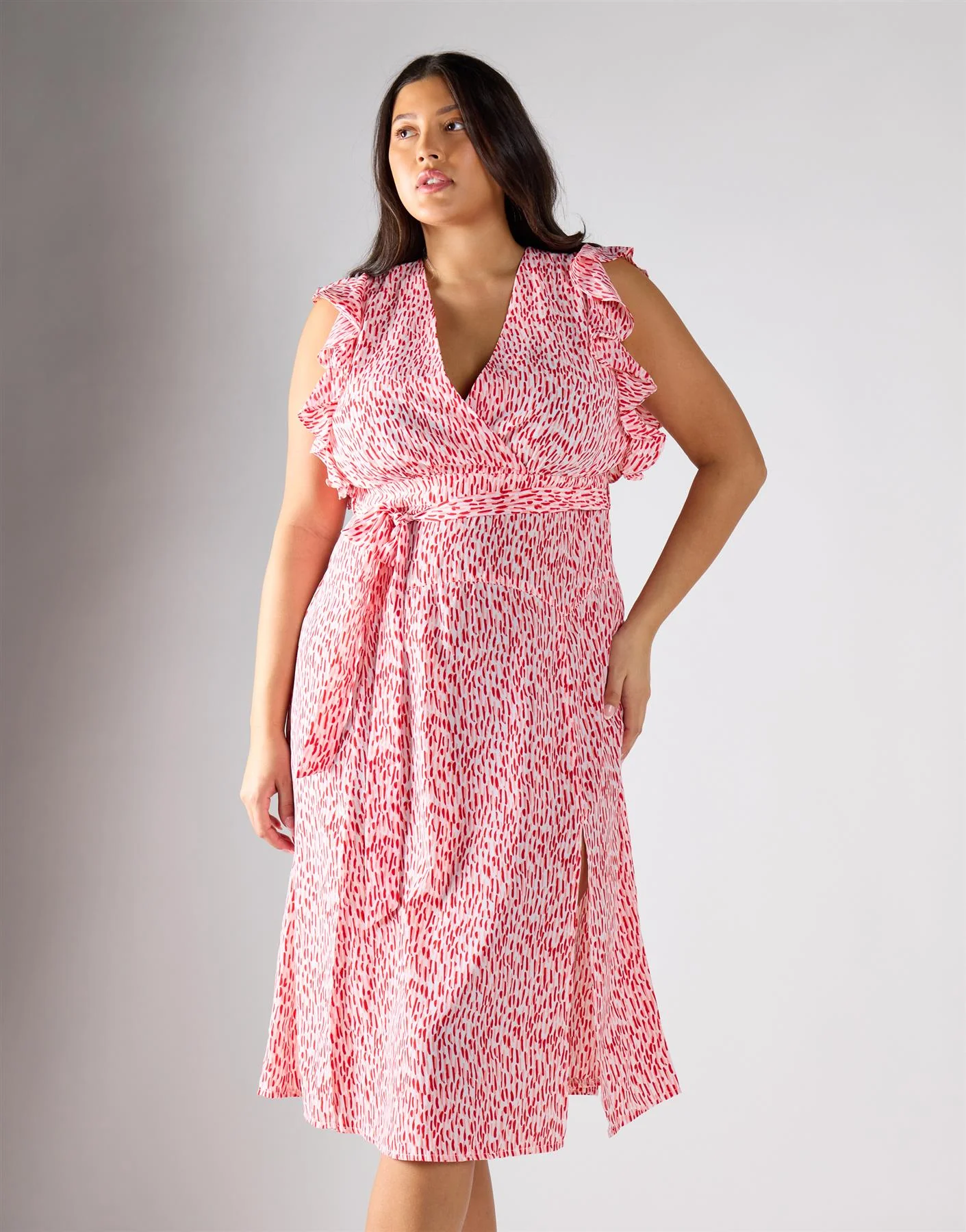 Glamorous Curve White Red Print Midi Dress - Image 2