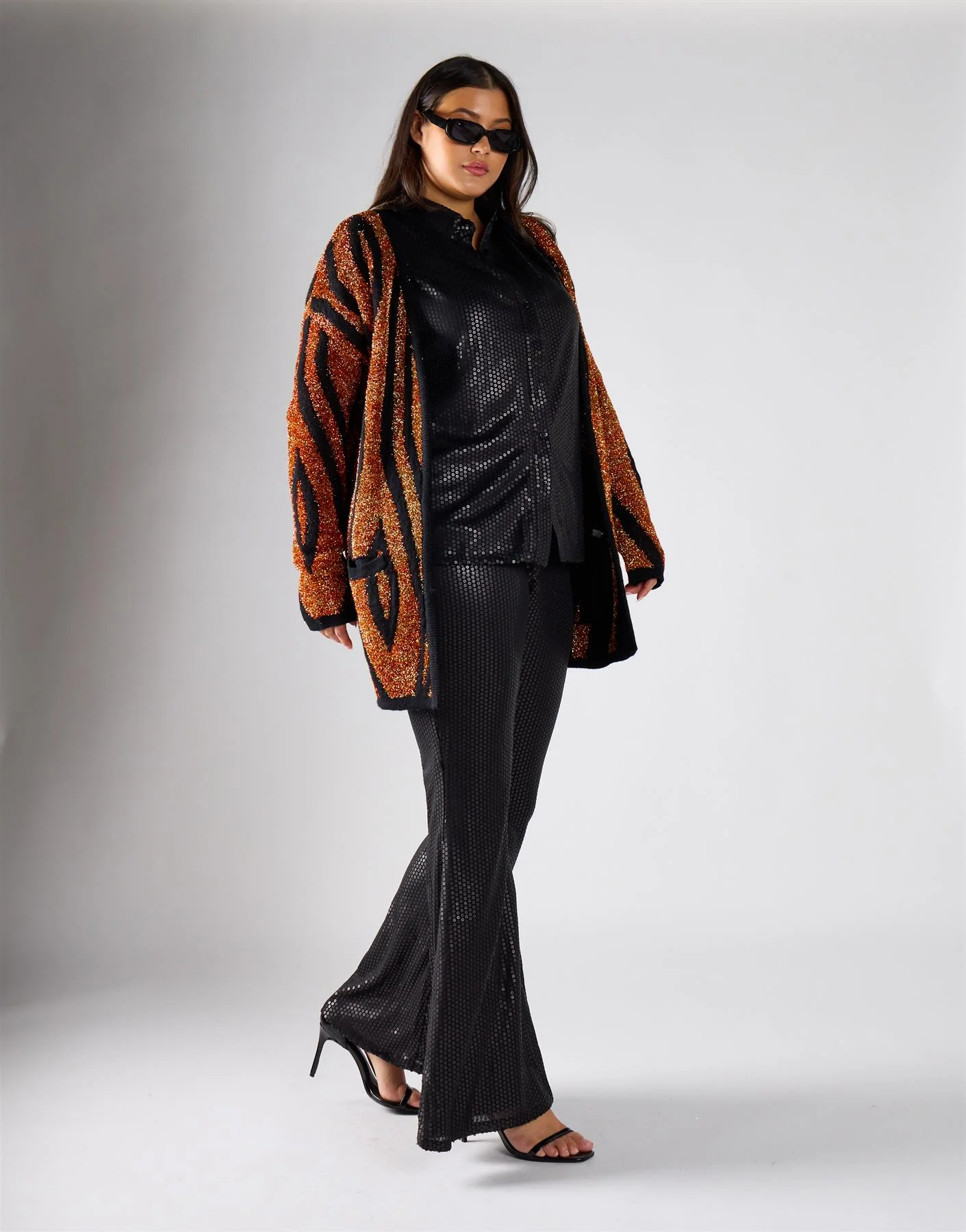 Glamorous Curve Tiger Lurex Regular Cardigan - Image 2