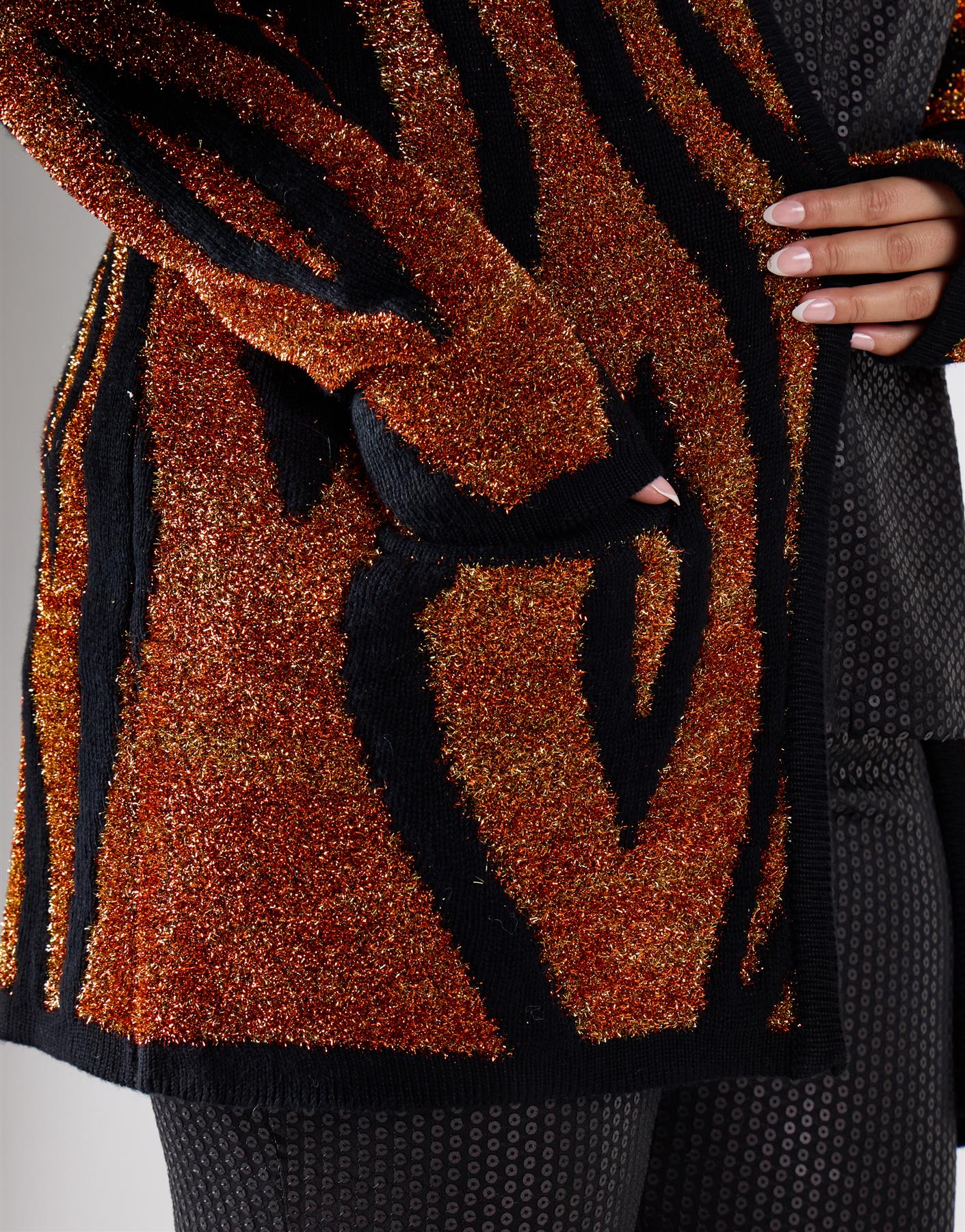 Glamorous Curve Tiger Lurex Regular Cardigan - Image 3