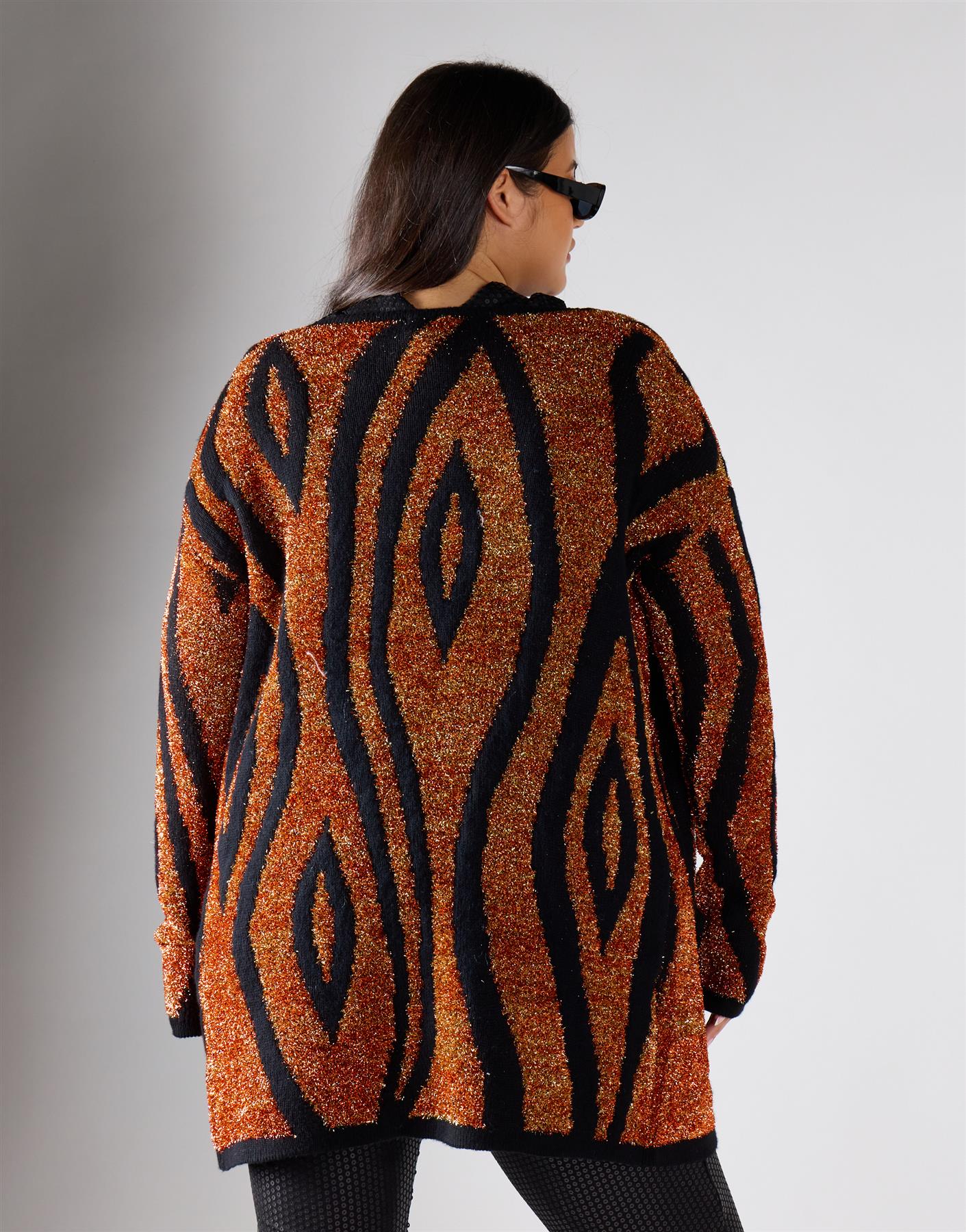 Glamorous Curve Tiger Lurex Regular Cardigan - Image 4