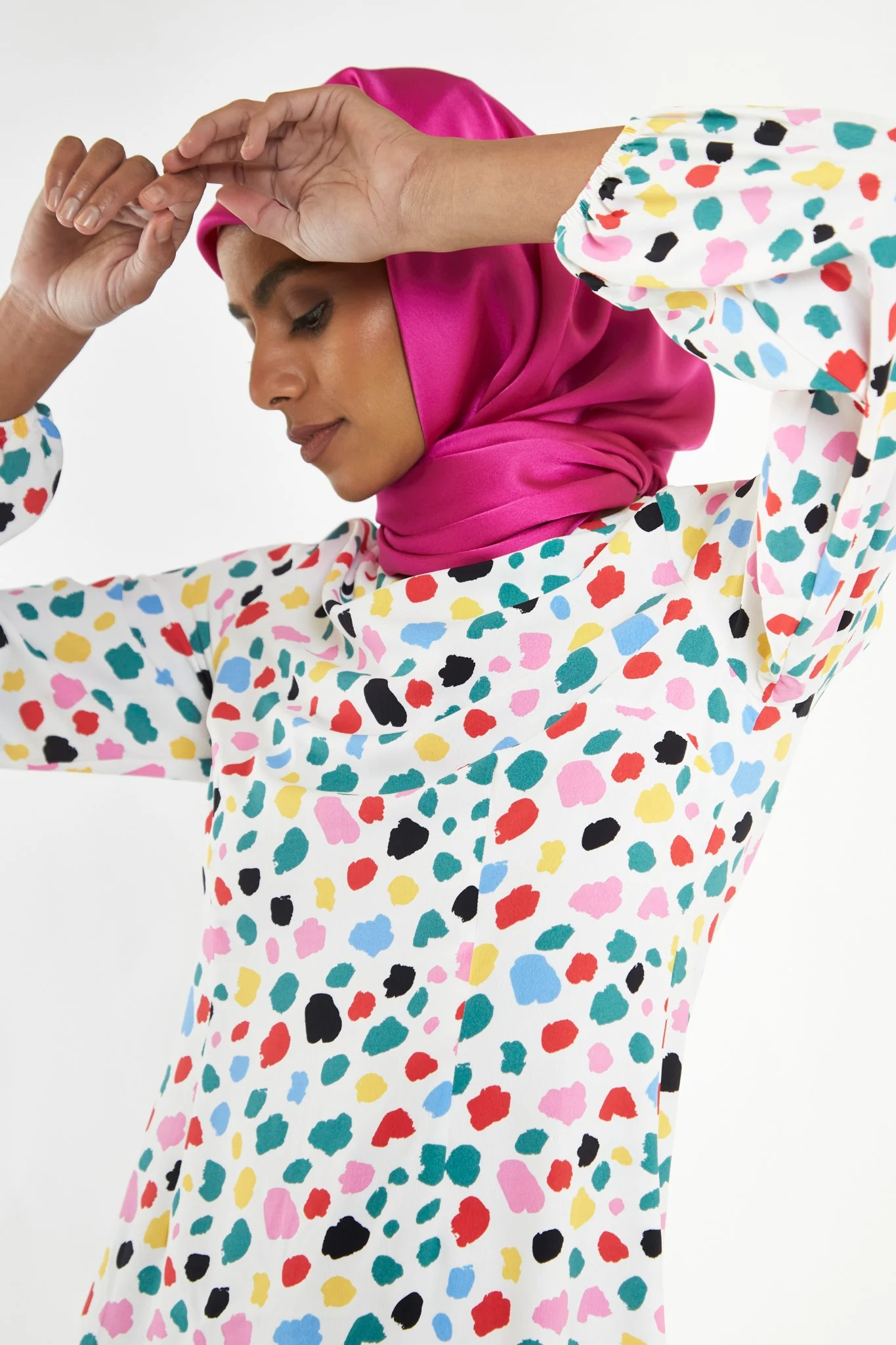 Abstract Spot Long-Sleeve Midi-Dress - Image 2
