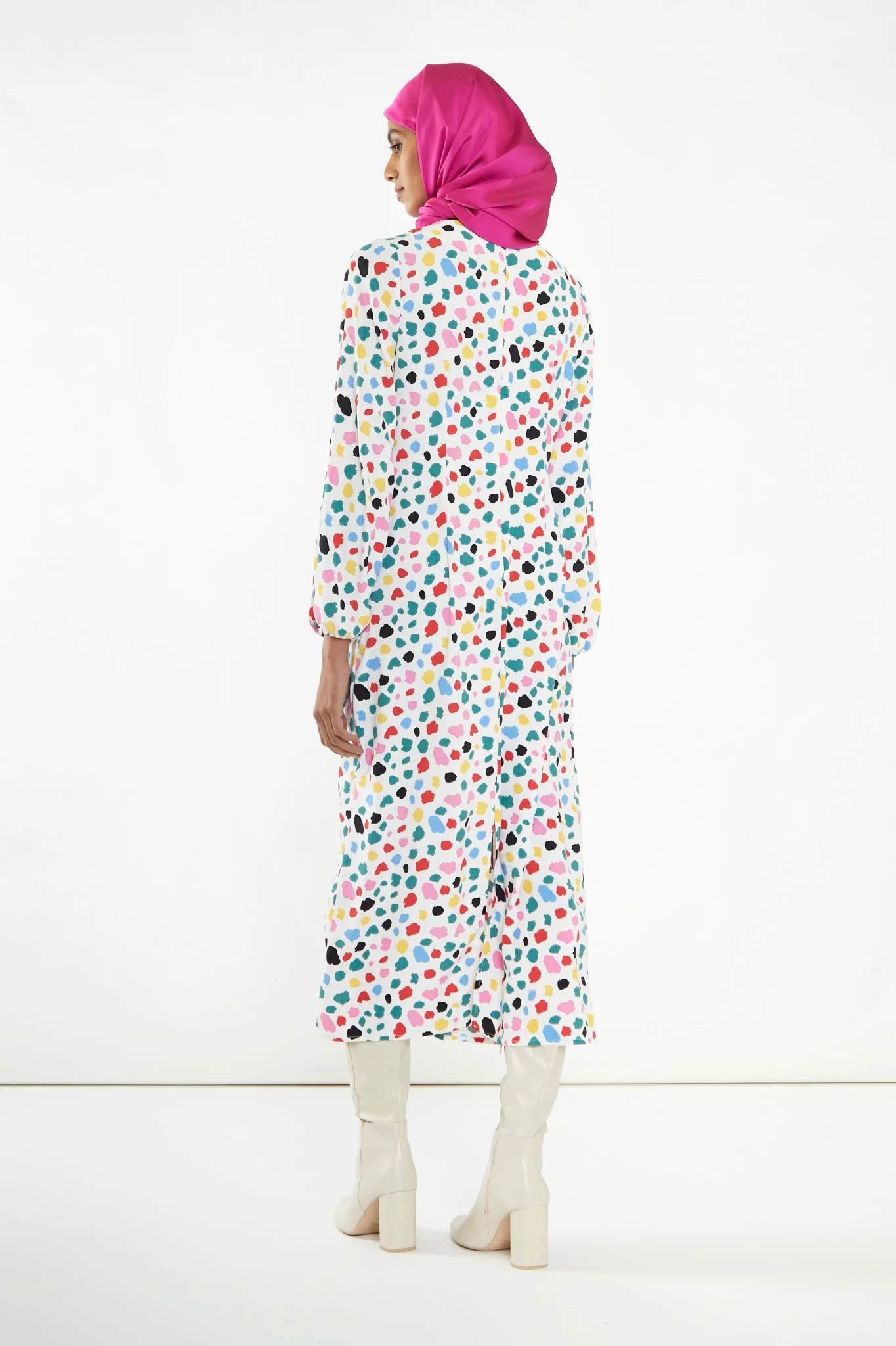 Abstract Spot Long-Sleeve Midi-Dress - Image 4