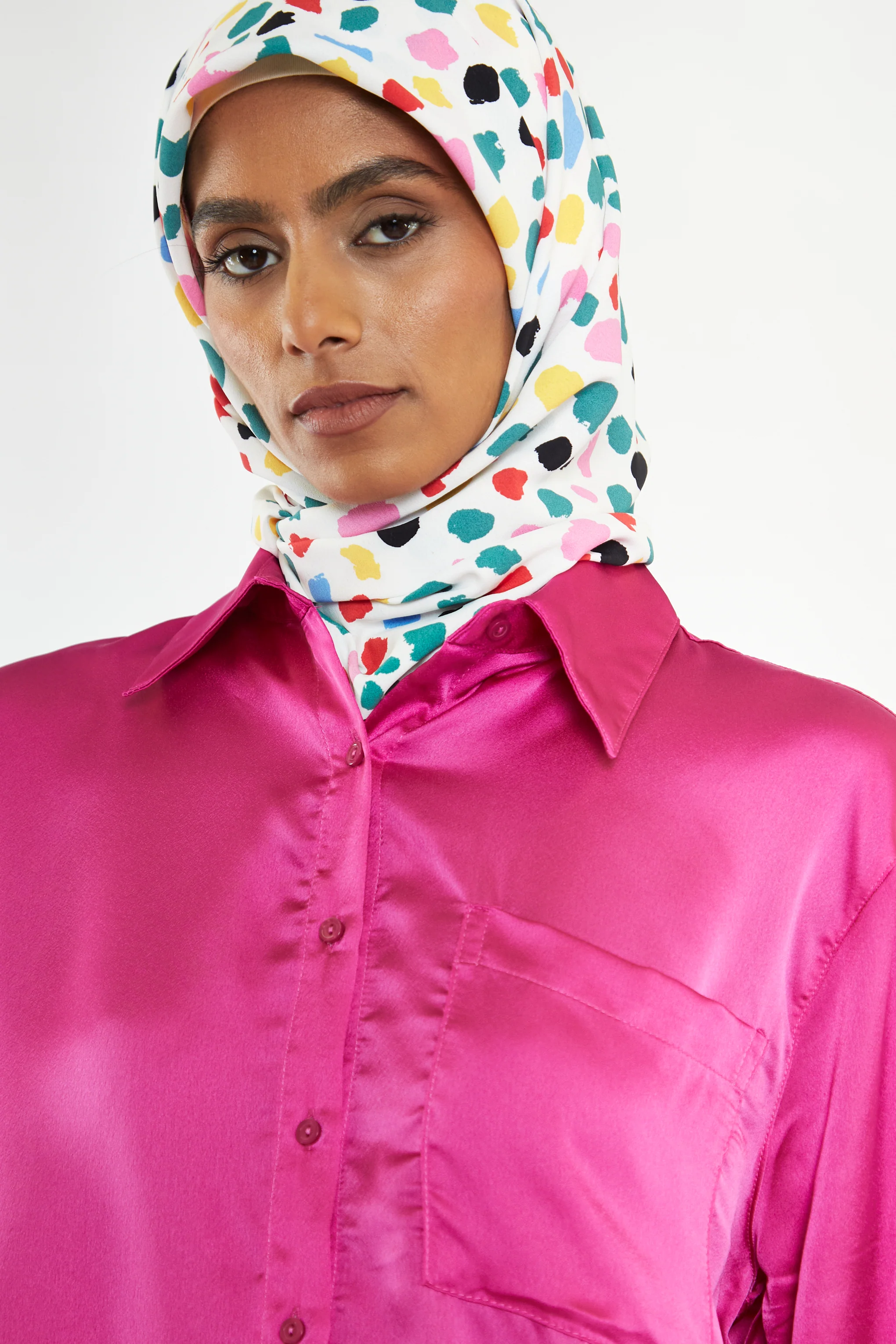 Glamorous Modest Fuchsia Button Front Shirt - Image 3
