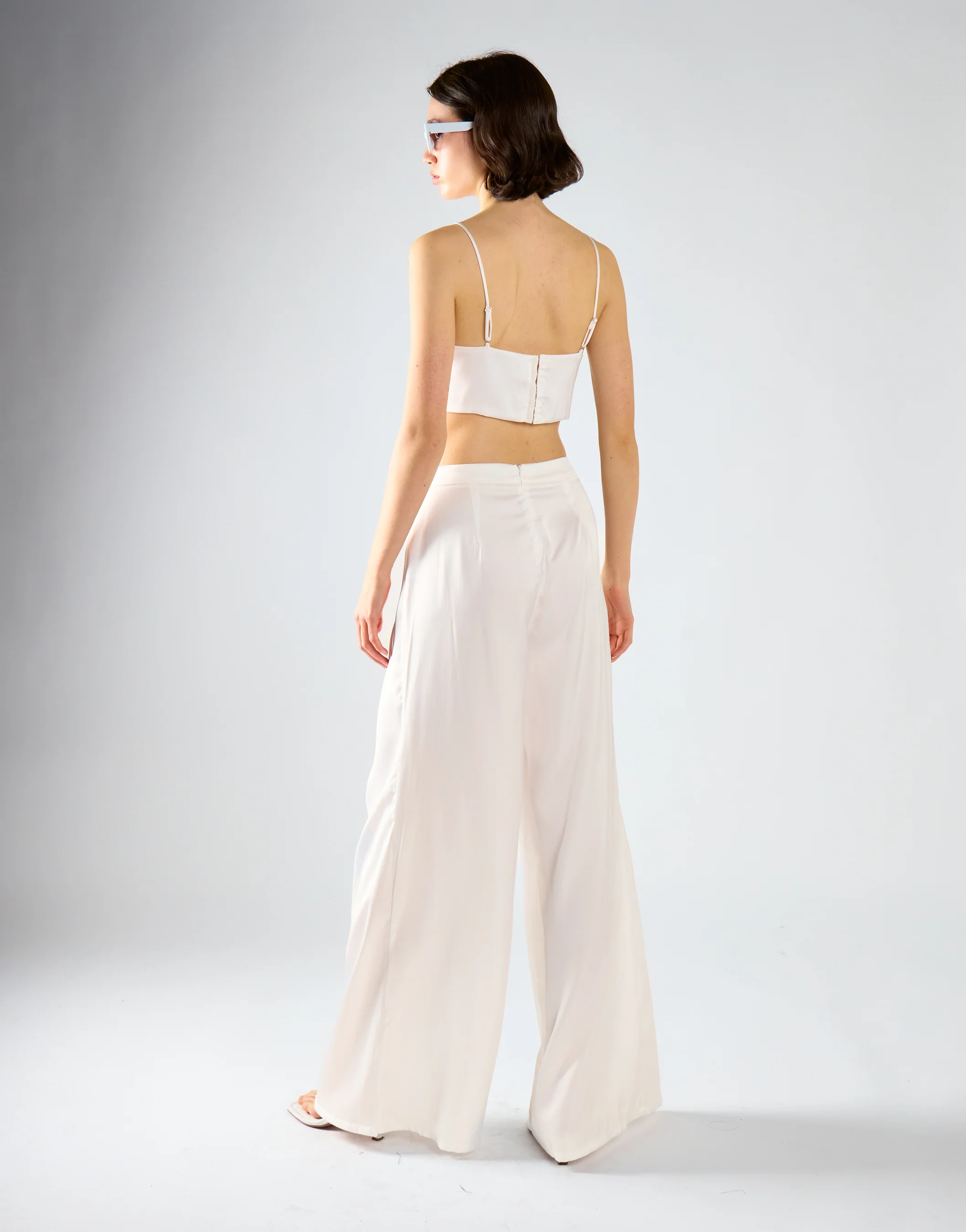 Glamorous Modest Off White Sateen Trousers - Image 2