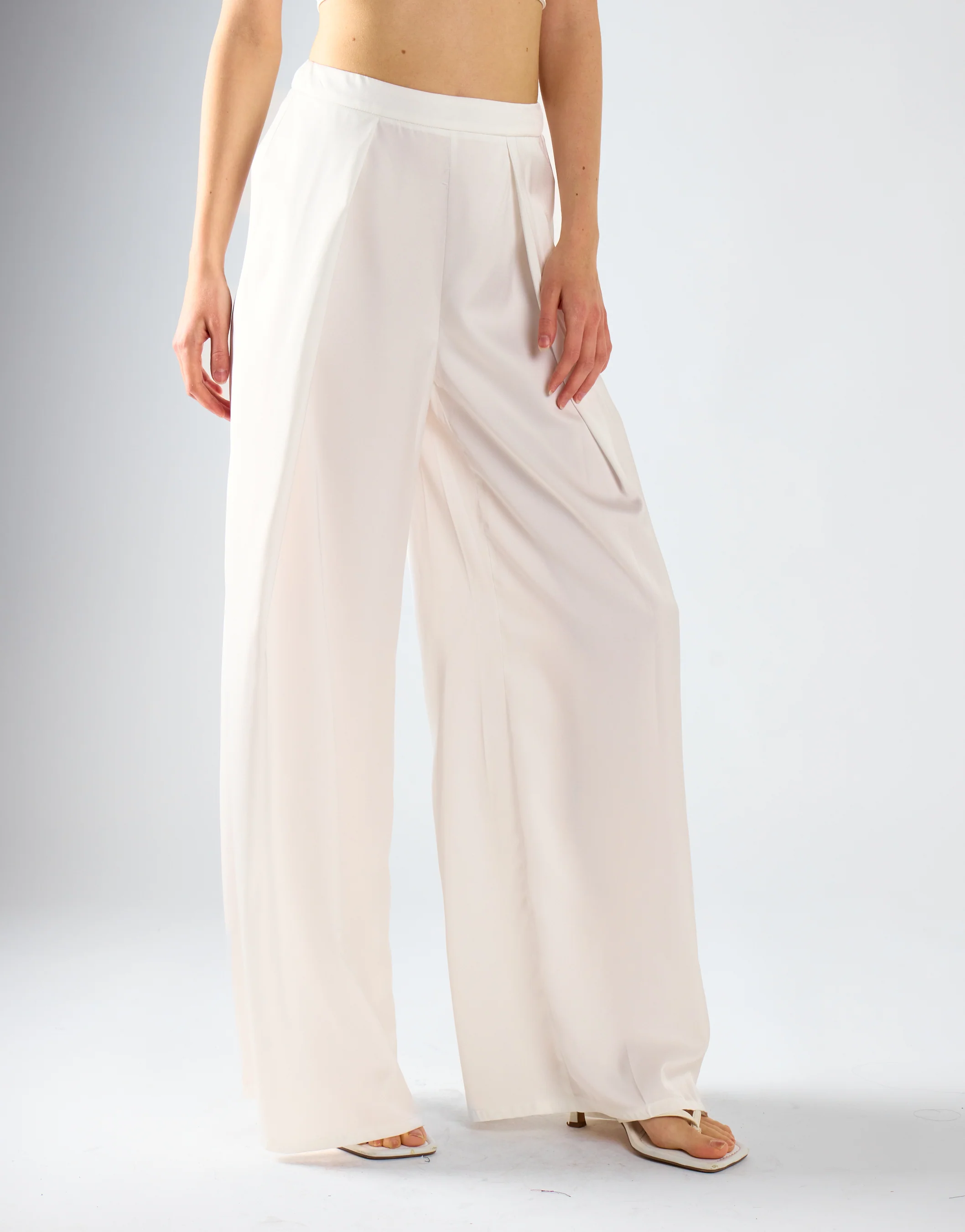 Glamorous Modest Off White Sateen Trousers - Image 3