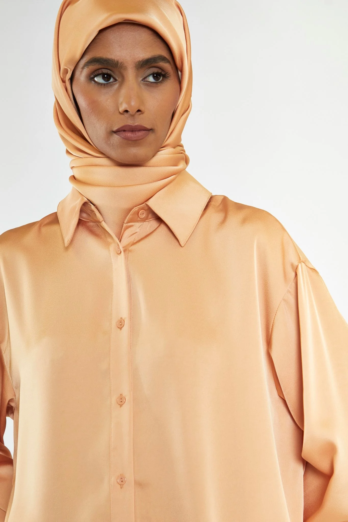 Apricot Satin Headscarf - Image 4