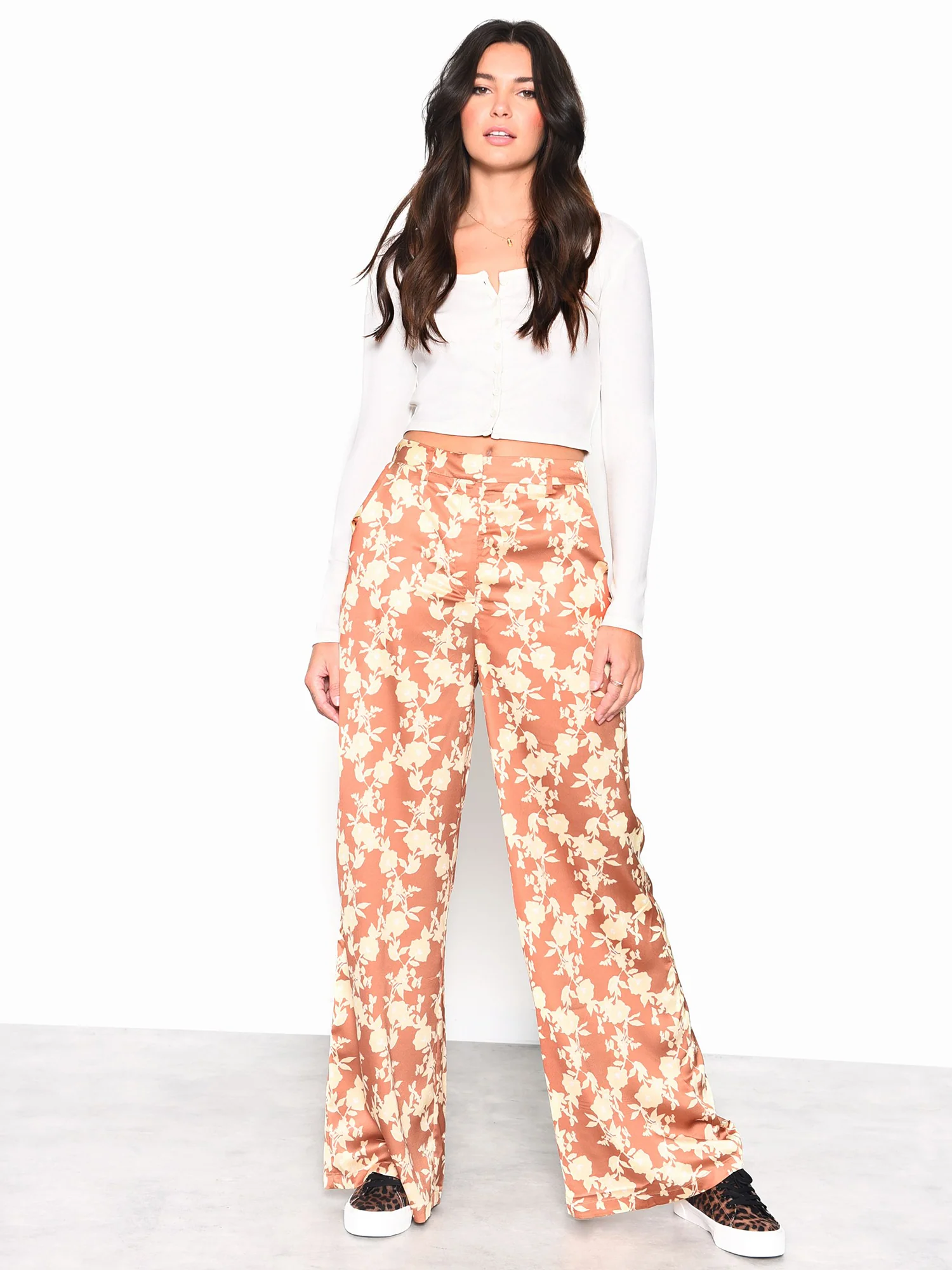 Glamorous Tan Yellow Floral Trousers - Image 3
