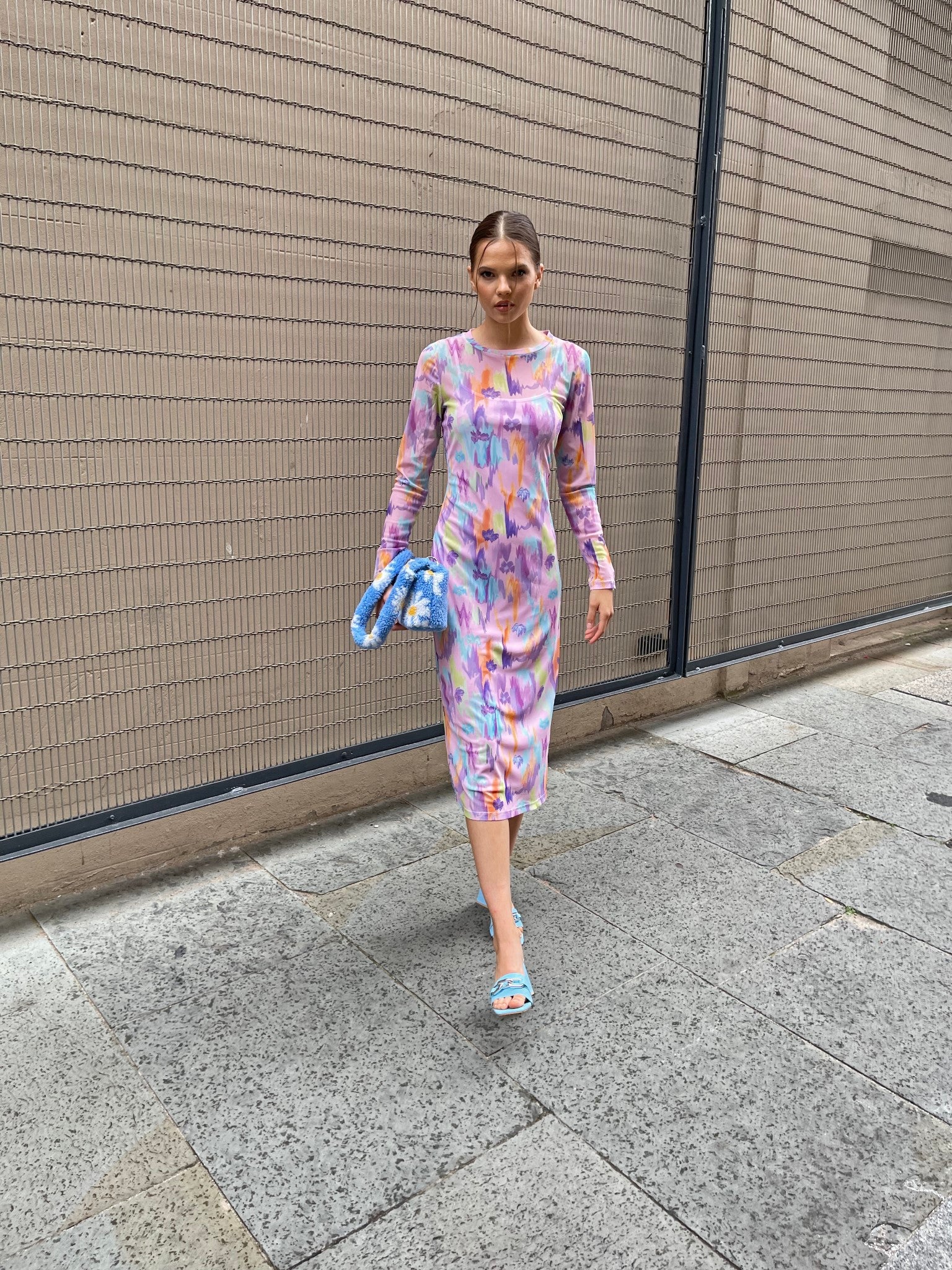 Glamorous womens Multi Blurred Print Midi-Dress - Image 4
