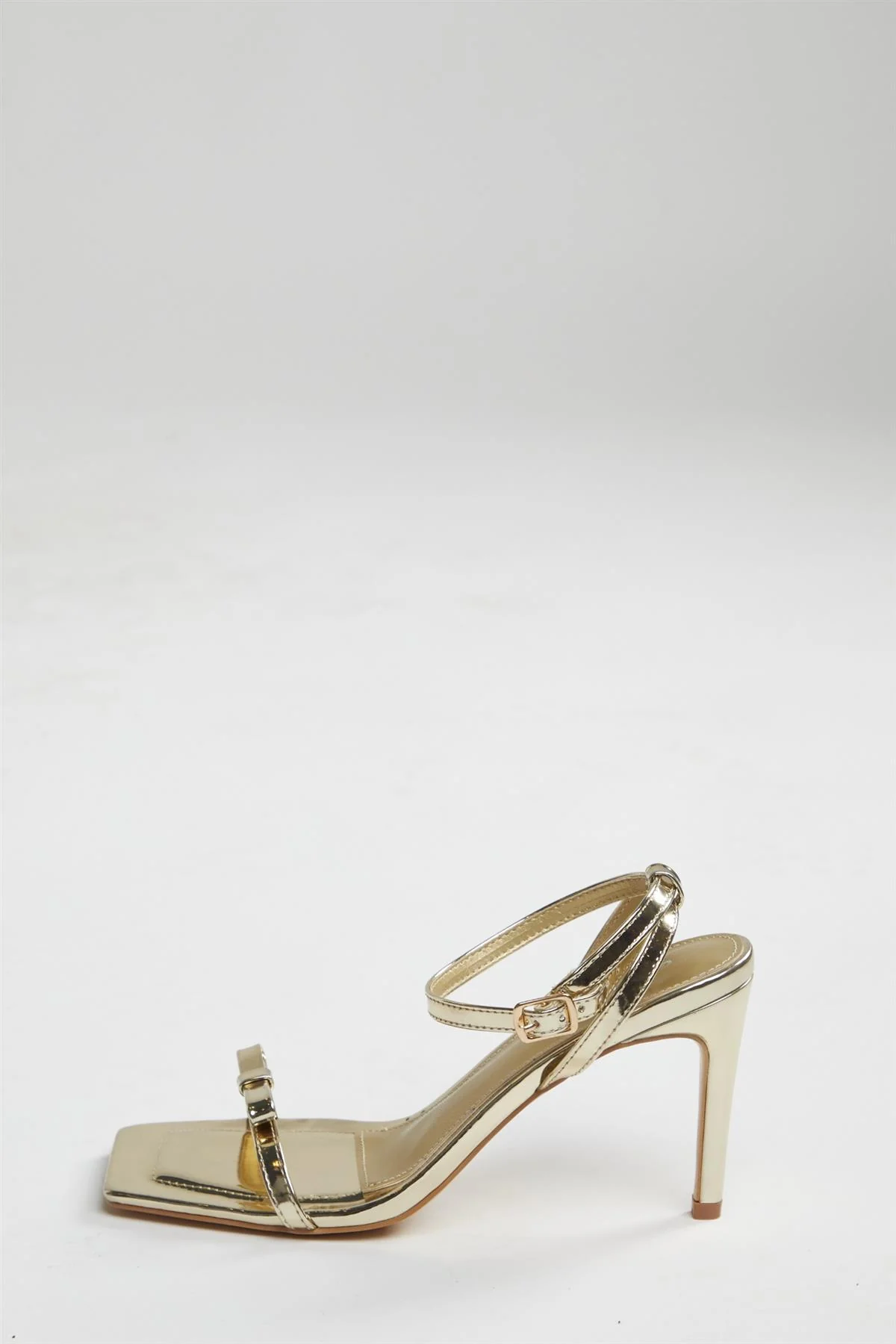 Gold Strappy Bow Barely There-Heels - Image 2