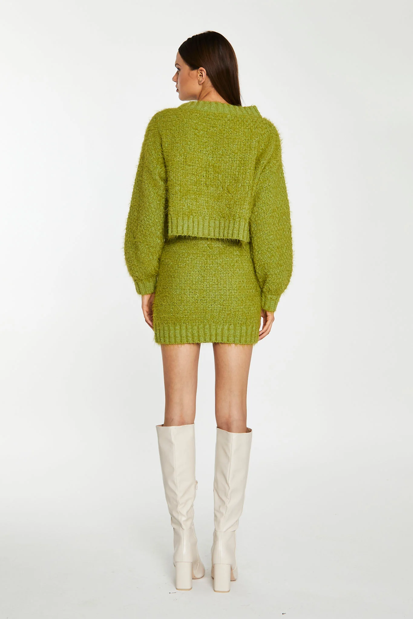Grass-Green Cable-Knit Mini-Skirt - Image 2