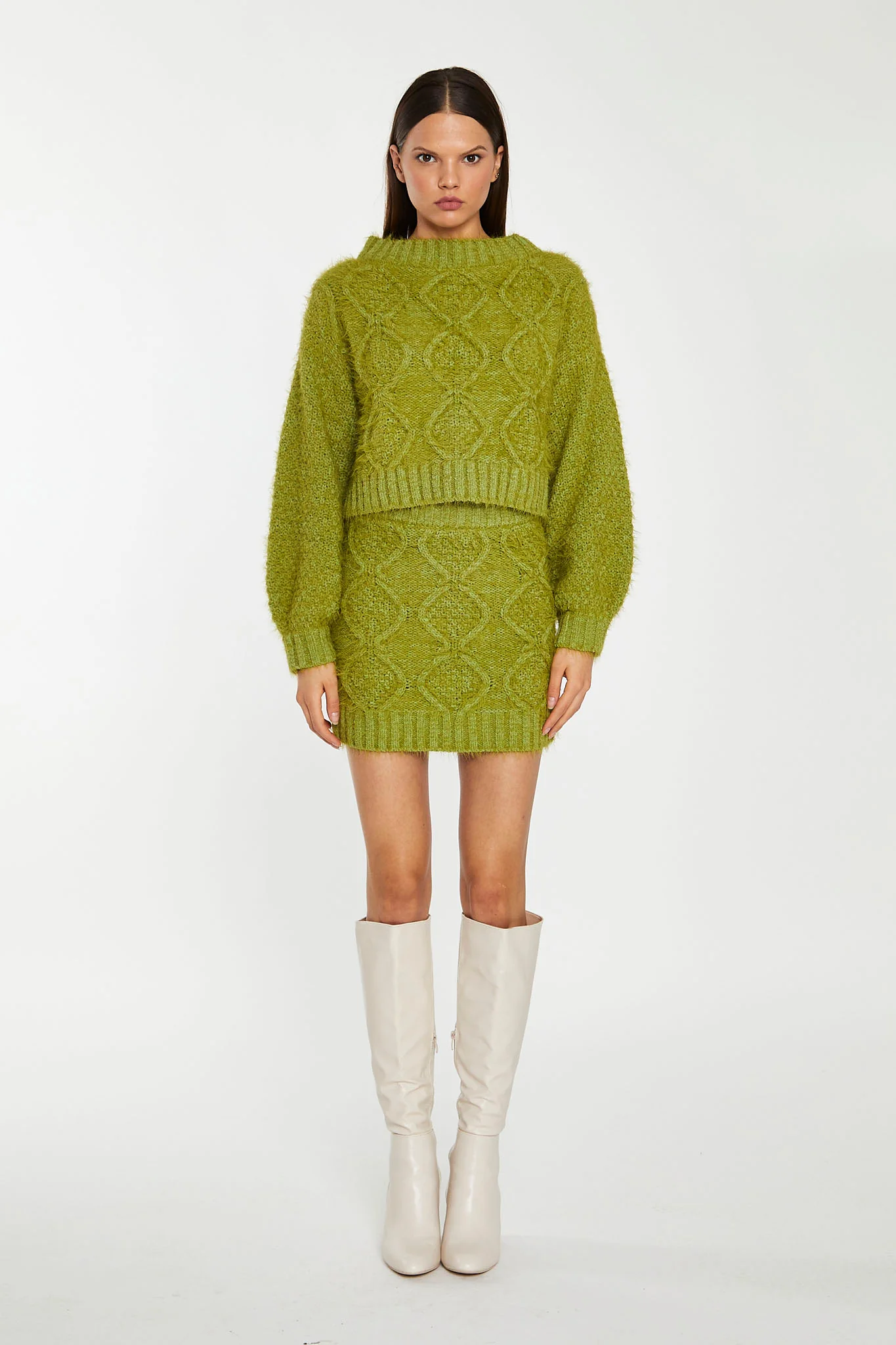 Grass-Green Cable-Knit Mini-Skirt - Image 4