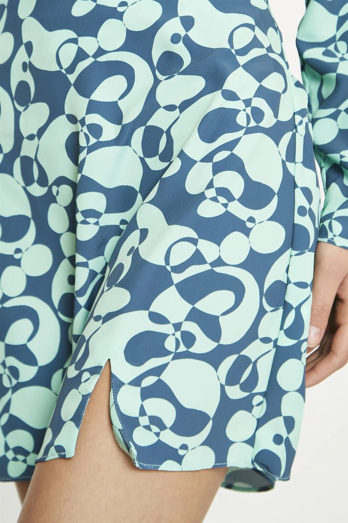 Green-Abstract-Bubble A-Line Mini-Skirt - Image 4