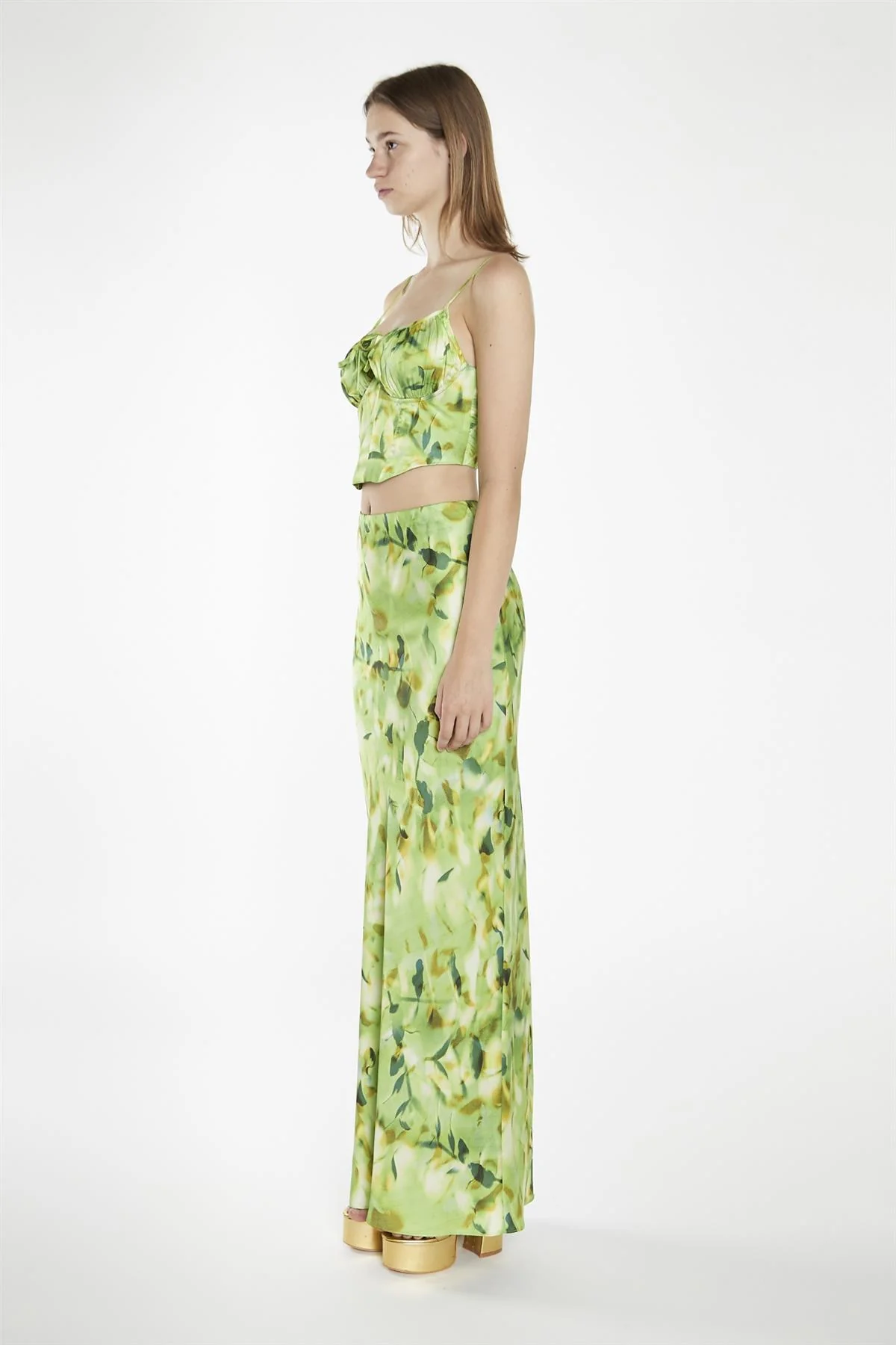 Green Multi-Blur Tie-Front Corset-Top - Image 4