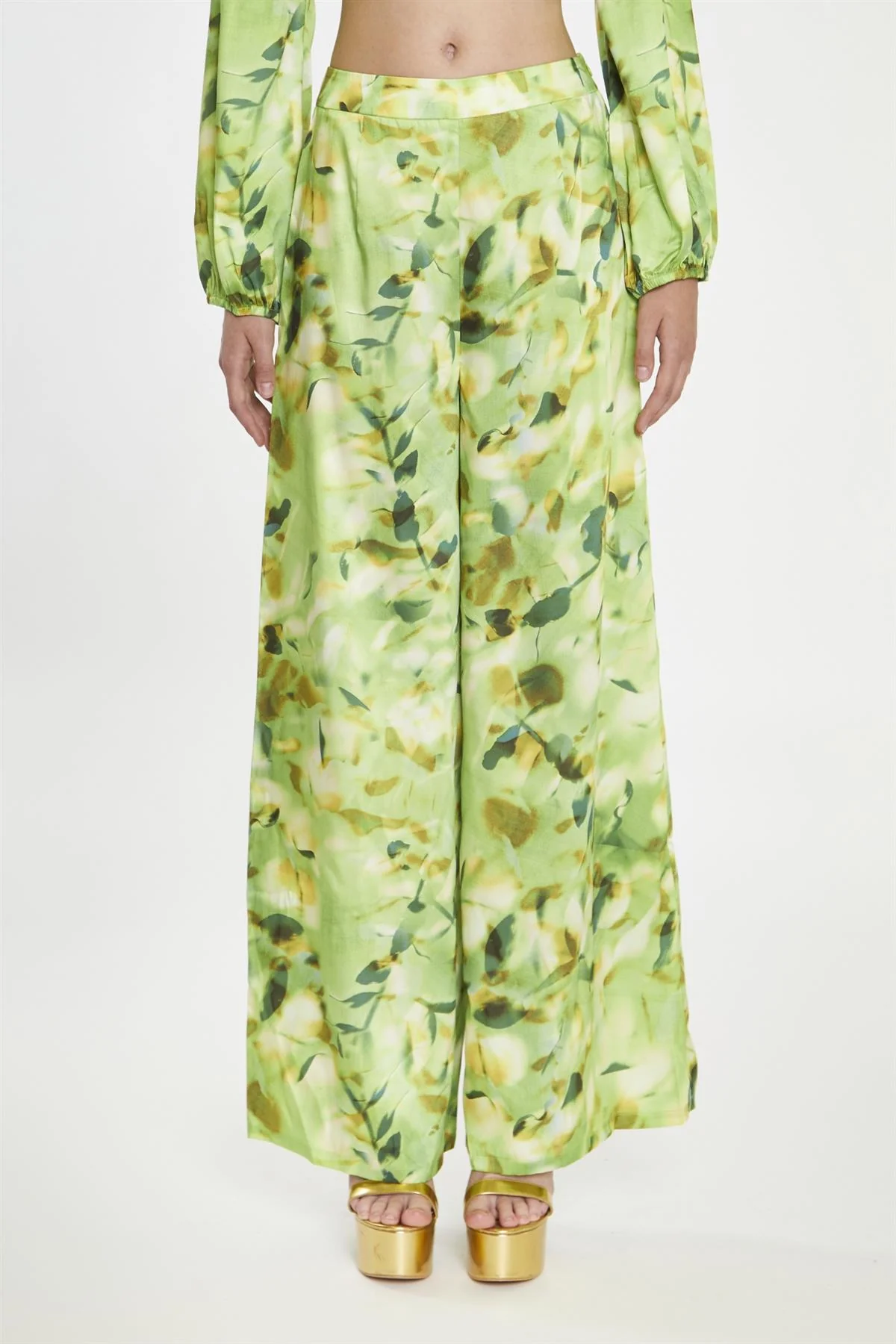 Green Multi-Blur Wide Leg-Trousers - Image 3