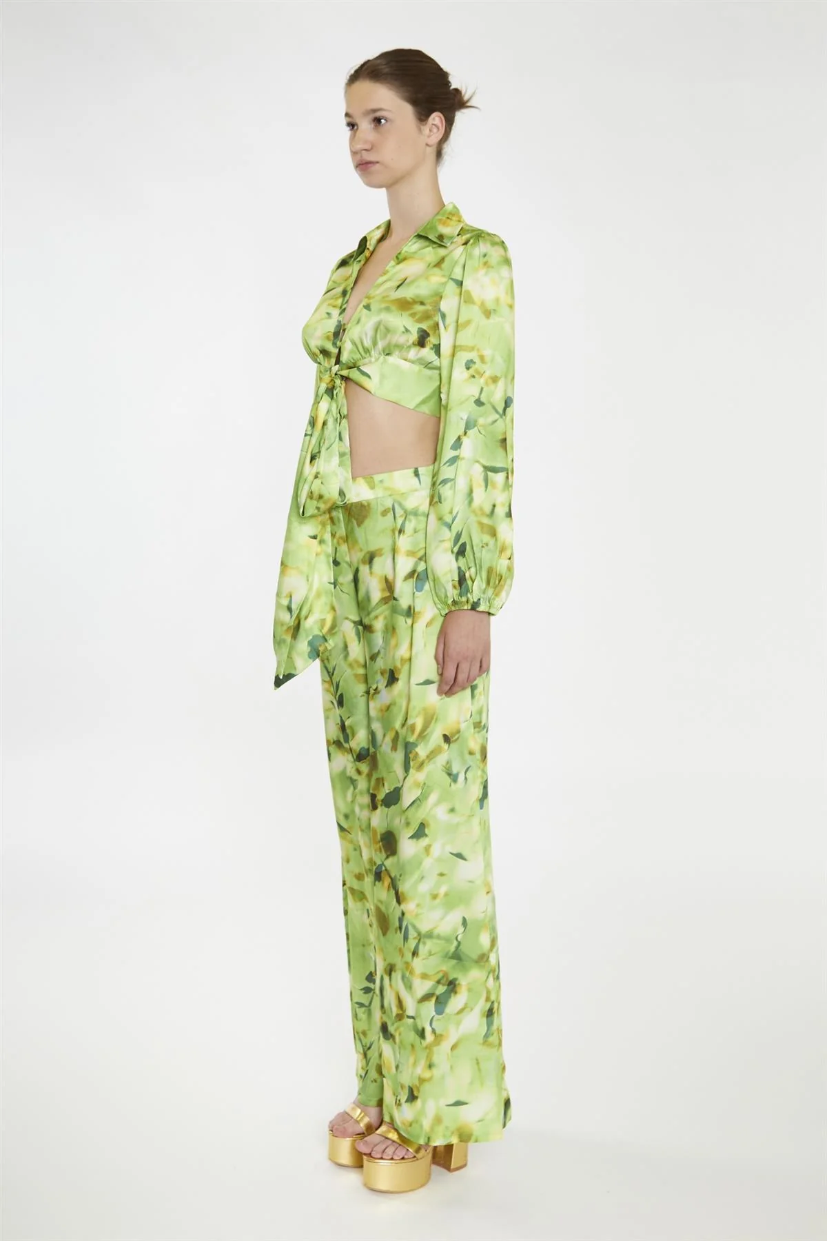 Green Multi-Blur Wide Leg-Trousers - Image 4