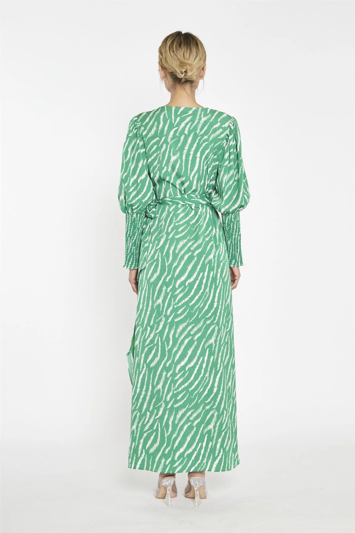 Green Sketchy-Animal Wrap Maxi-Dress - Image 2