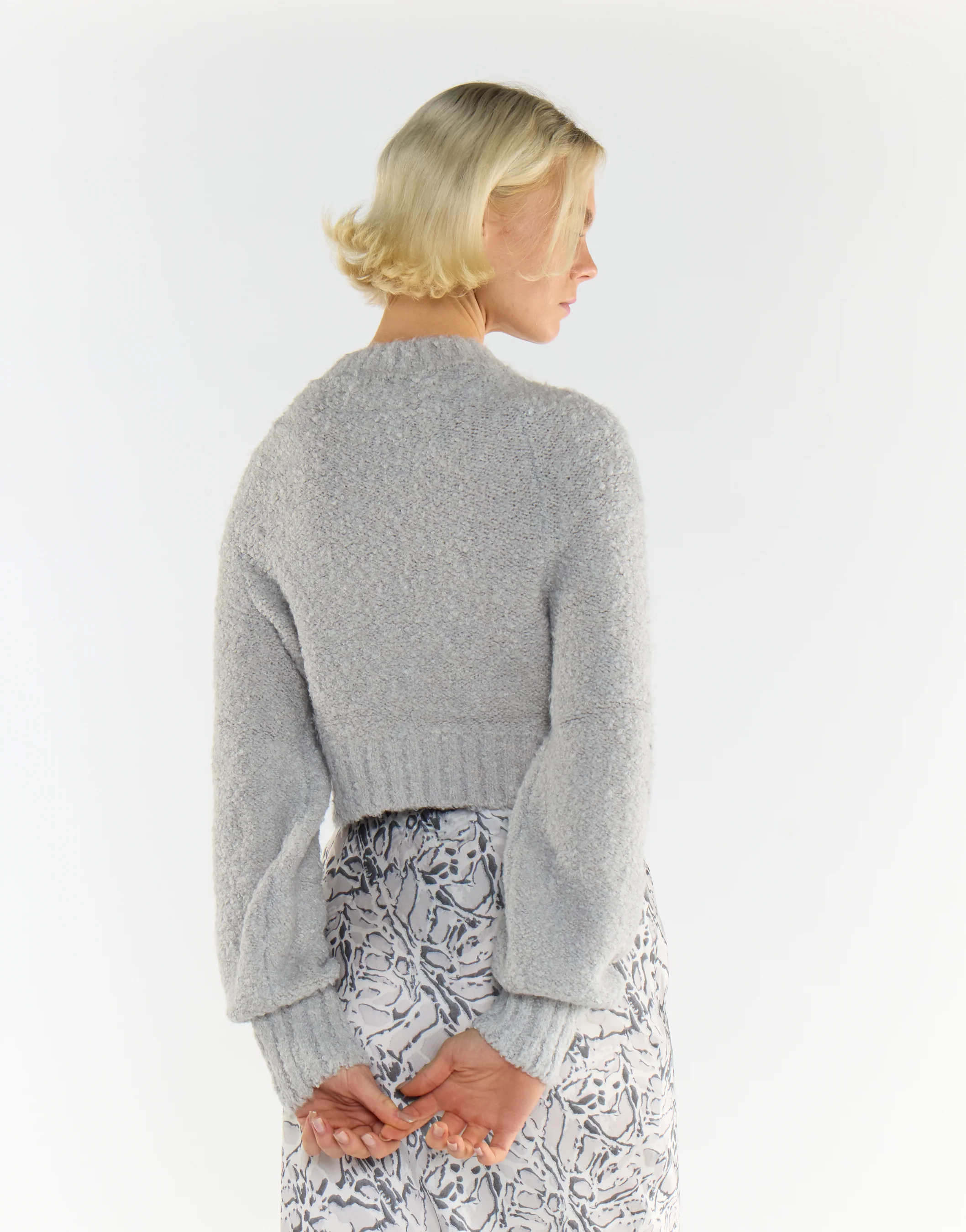 Grey-Marl Crew-Neck Crop-Jumper - Image 3