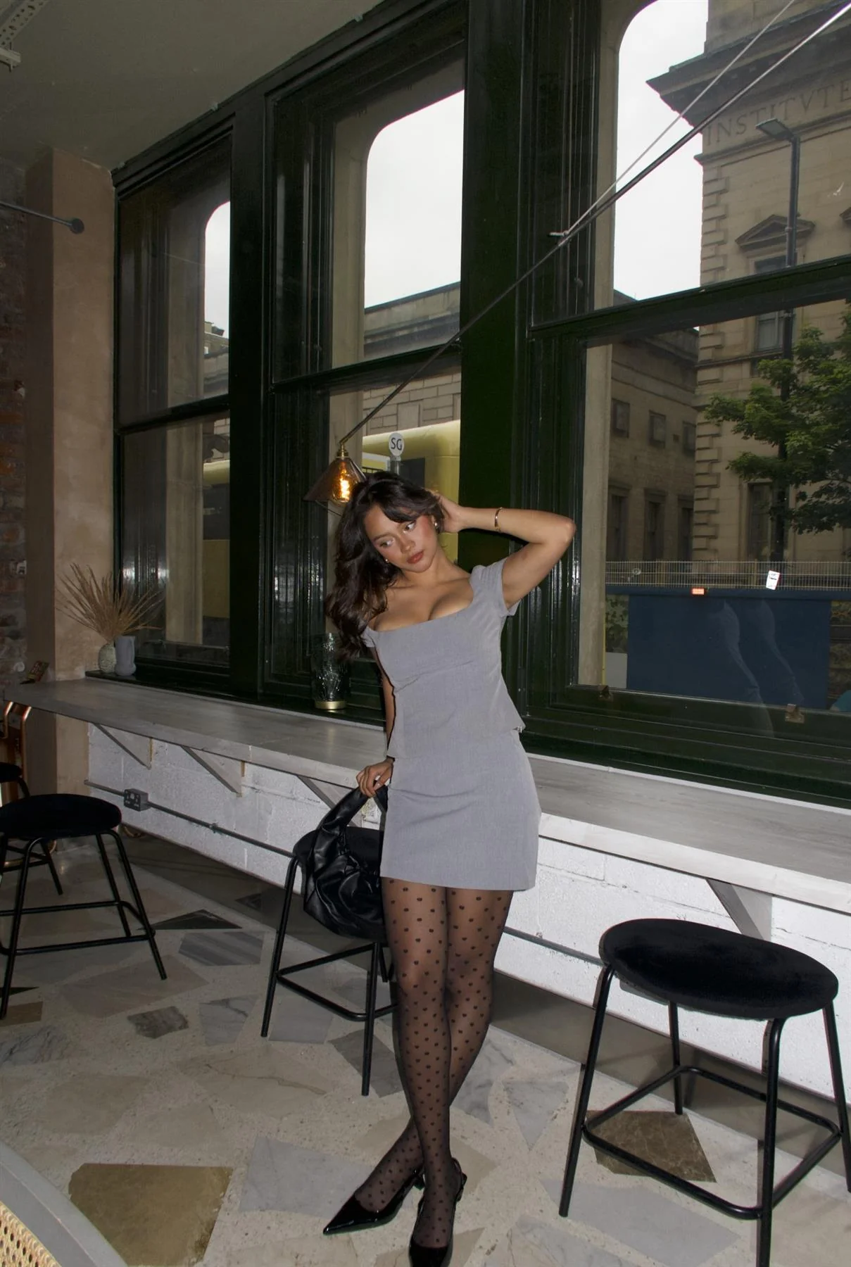 Grey Straight Pencil Mini-Skirt - Image 3