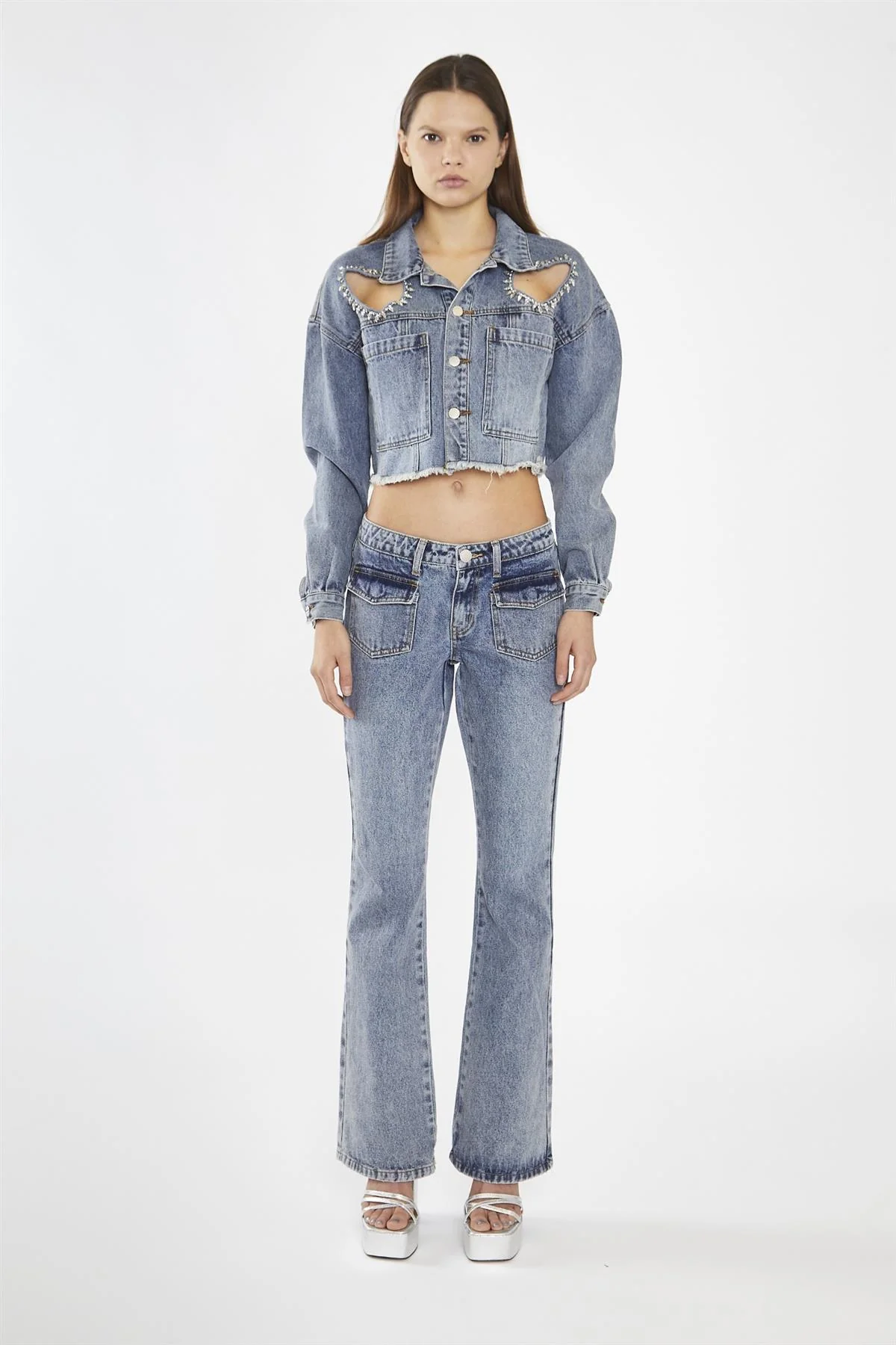 Heavy-Vintage Wash Flared -Jeans
