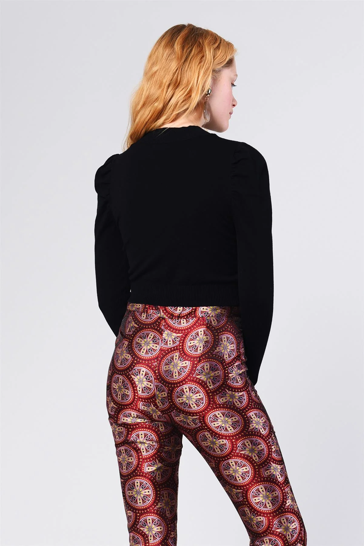 High Neck Crop Top - Black - Image 3