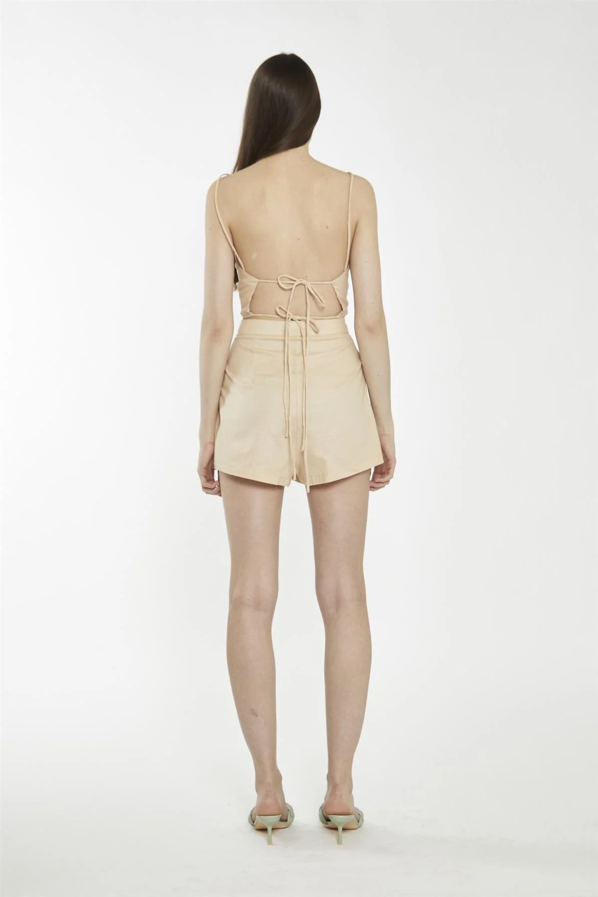 High Waist Hot Shorts - Peach Cream - Image 2