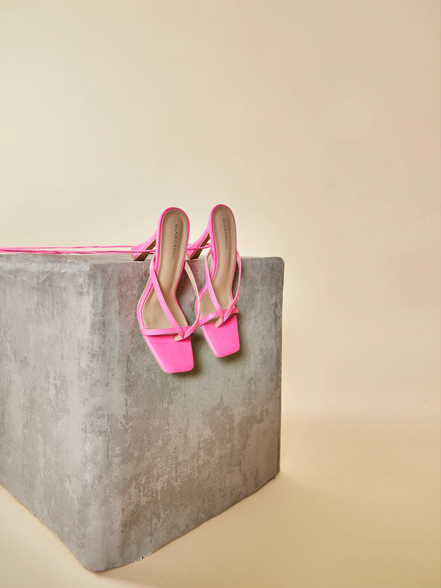 Glamorous Hot Pink Strappy Wrap Tie Heels - Image 4