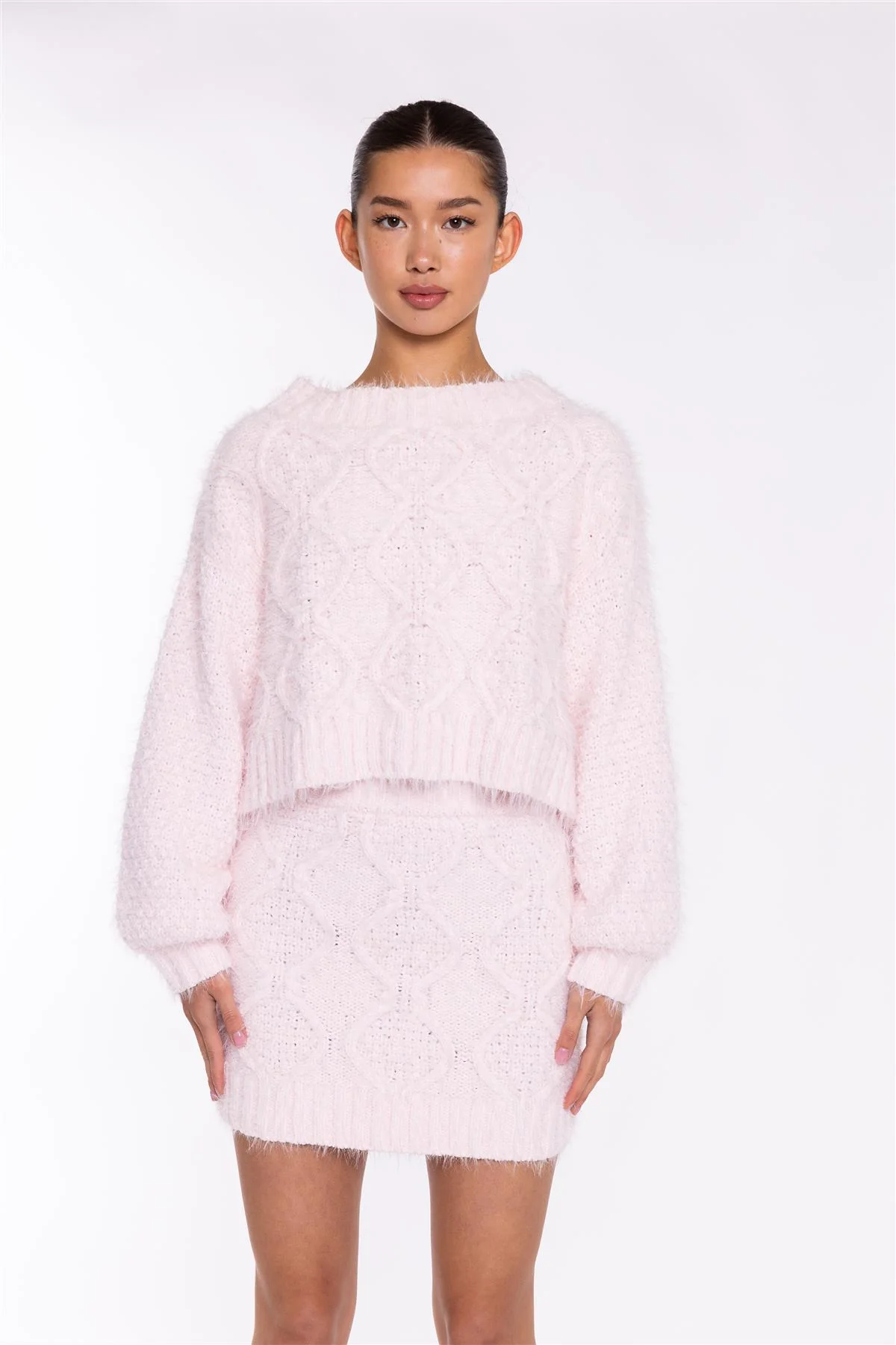 Icy-Pink Cable-Knit Jumper - Image 3