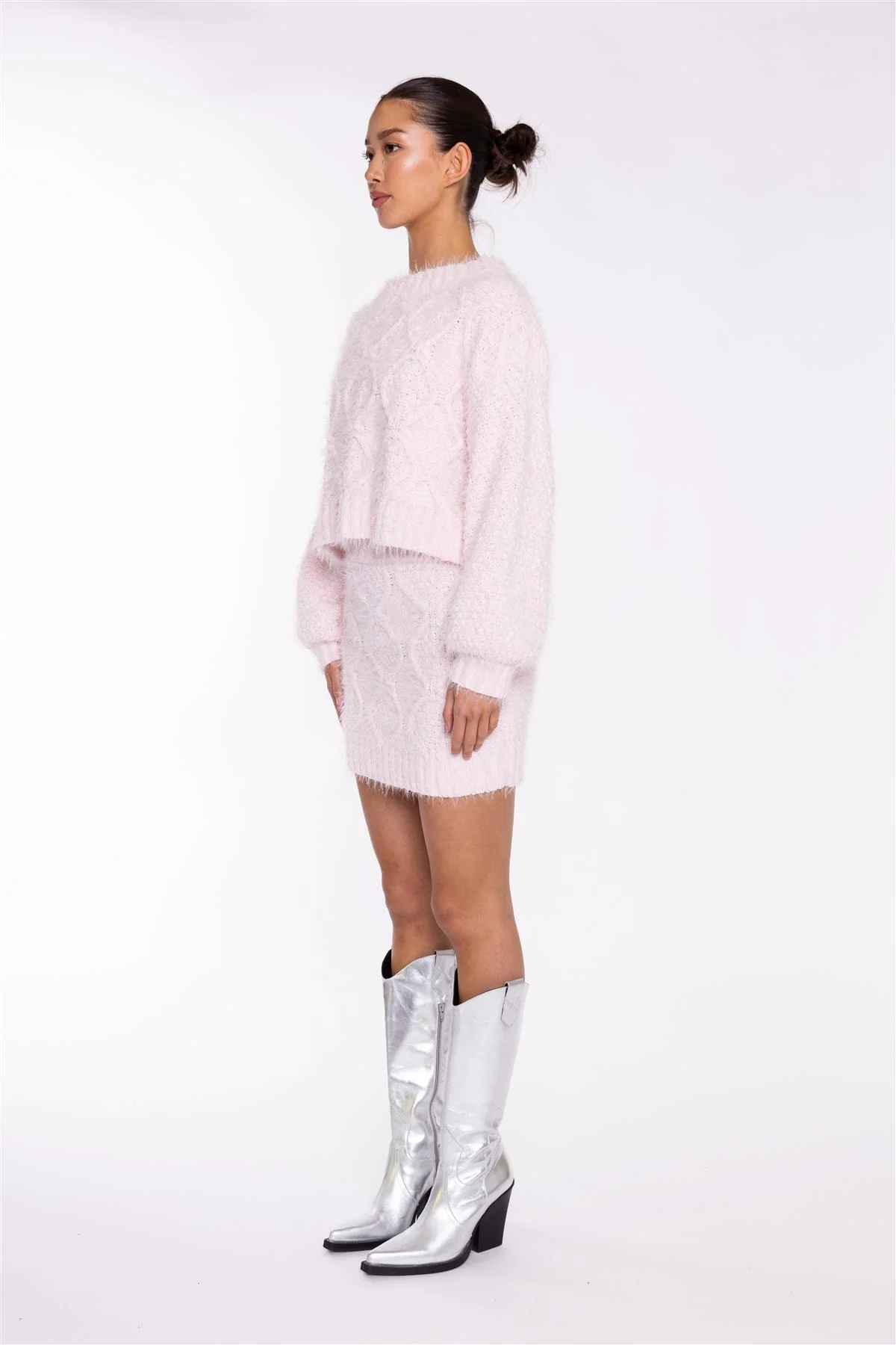 Icy-Pink Cable-Knit Jumper - Image 4