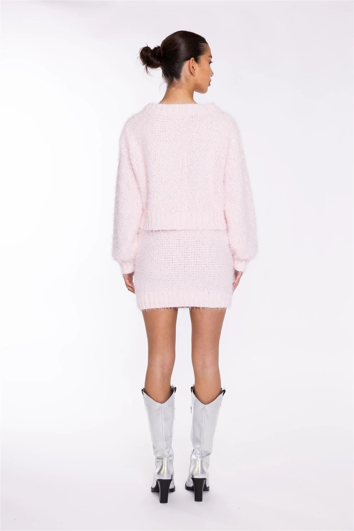 Icy-Pink Cable-Knit Mini-Skirt - Image 2