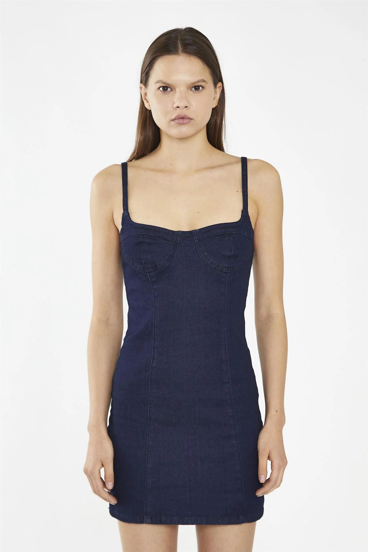Indigo-Blue Denim Corset Mini-Dress - Image 3