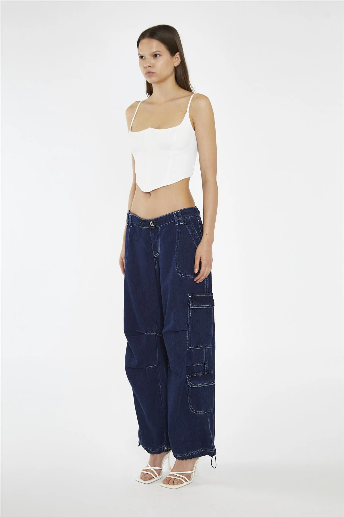 Indigo Stonewash Cargo Jeans - Image 4