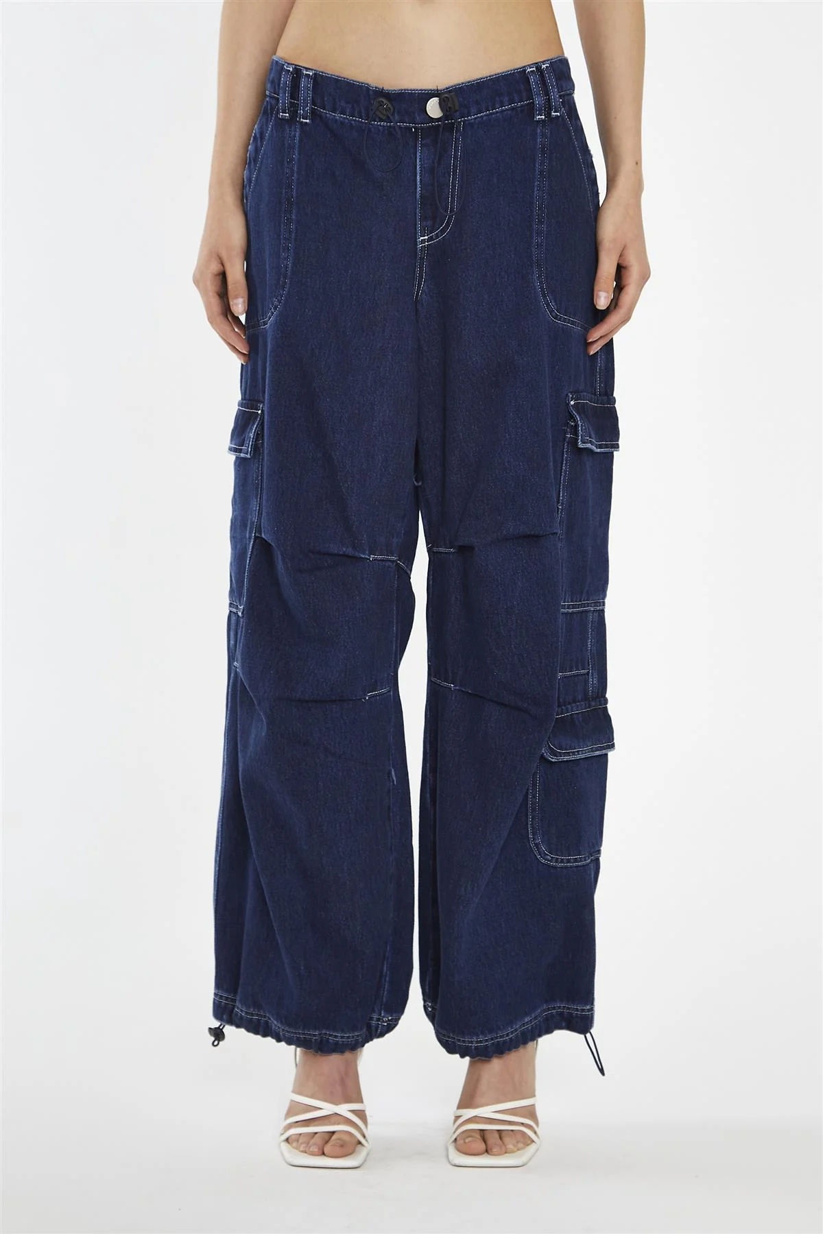 Indigo Stonewash Cargo Jeans - Image 6