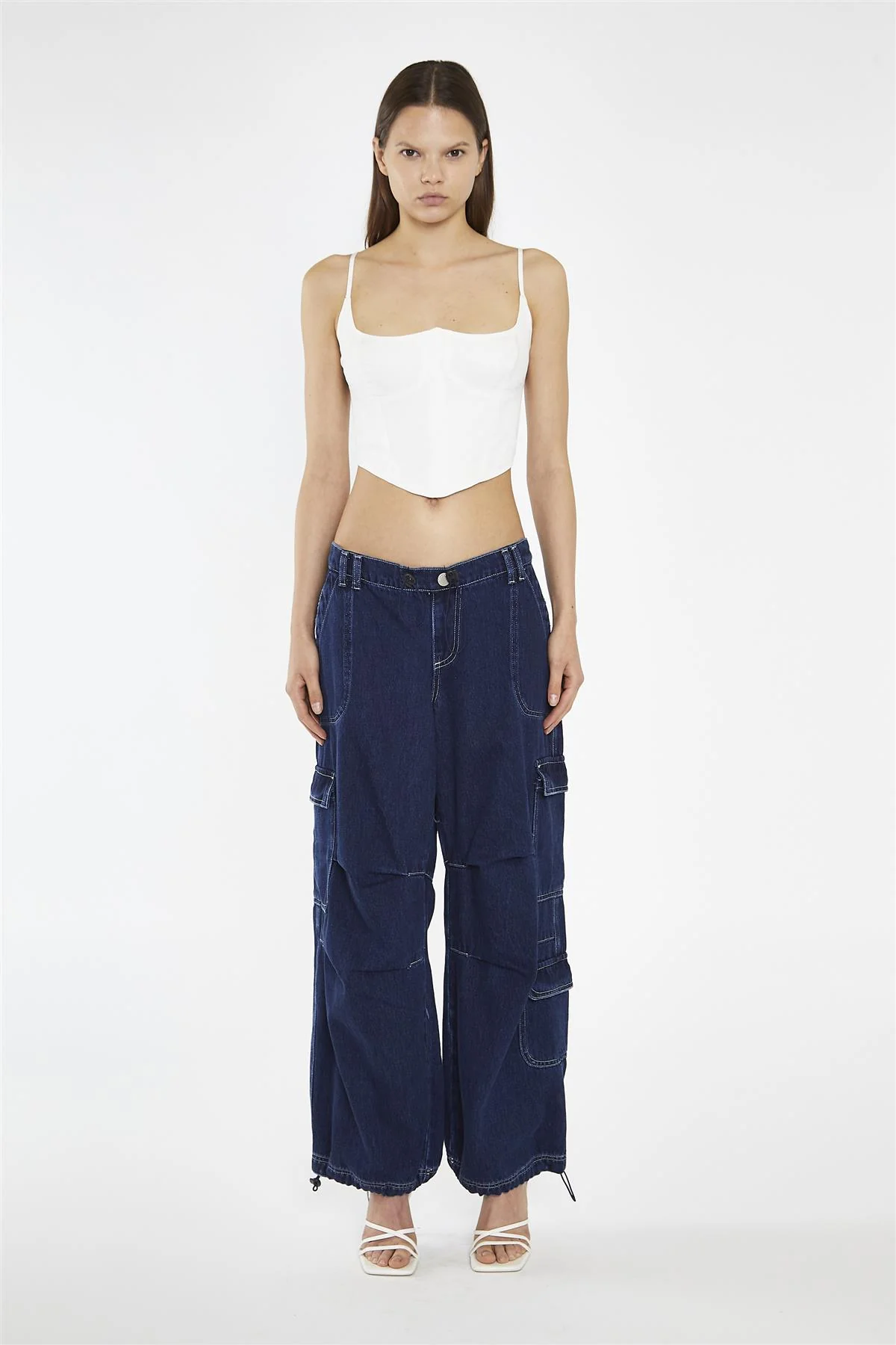 Indigo Stonewash Cargo Jeans - Image 7