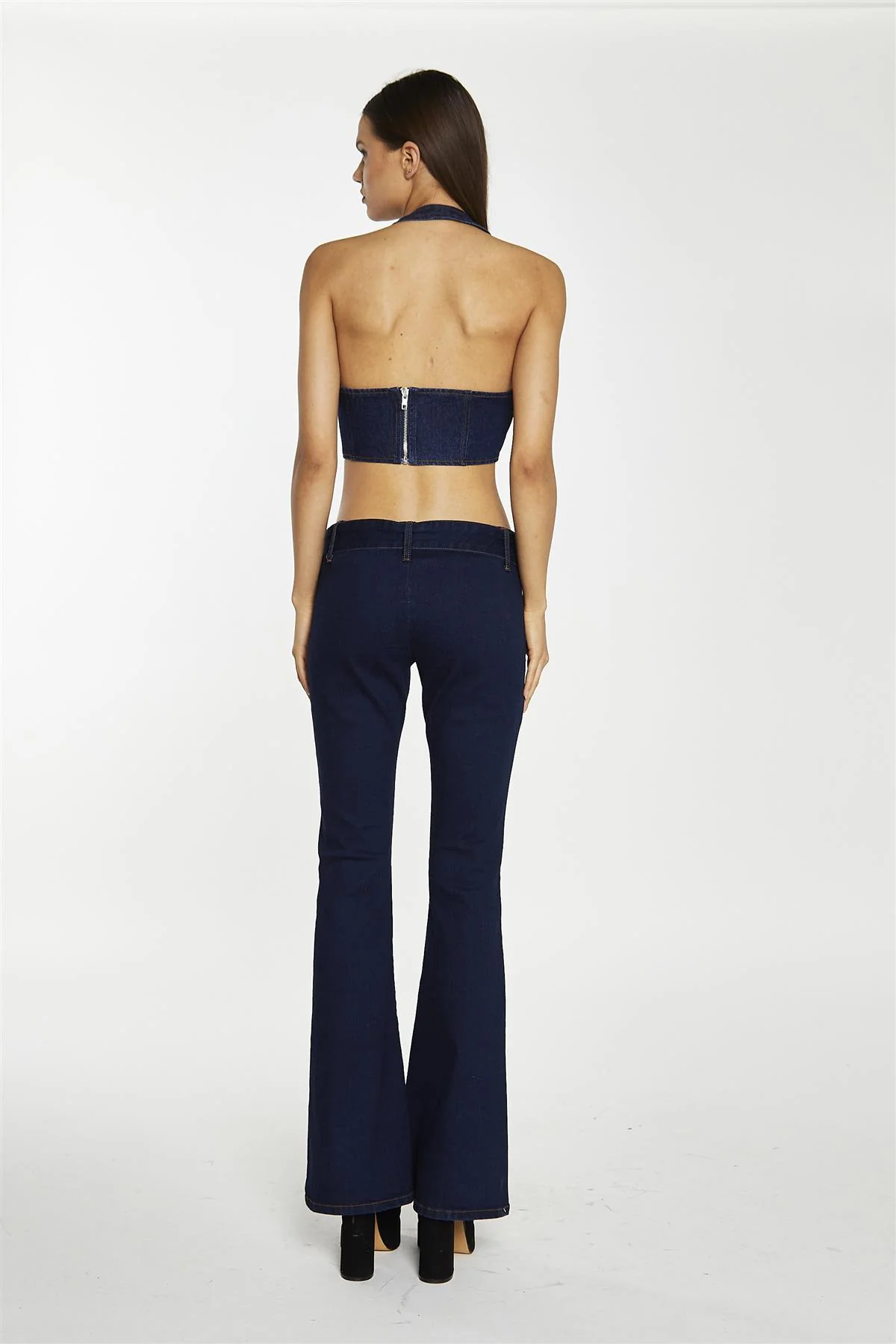 Indigo Wash Flared Denim Low-Rise-Jeans - Image 2