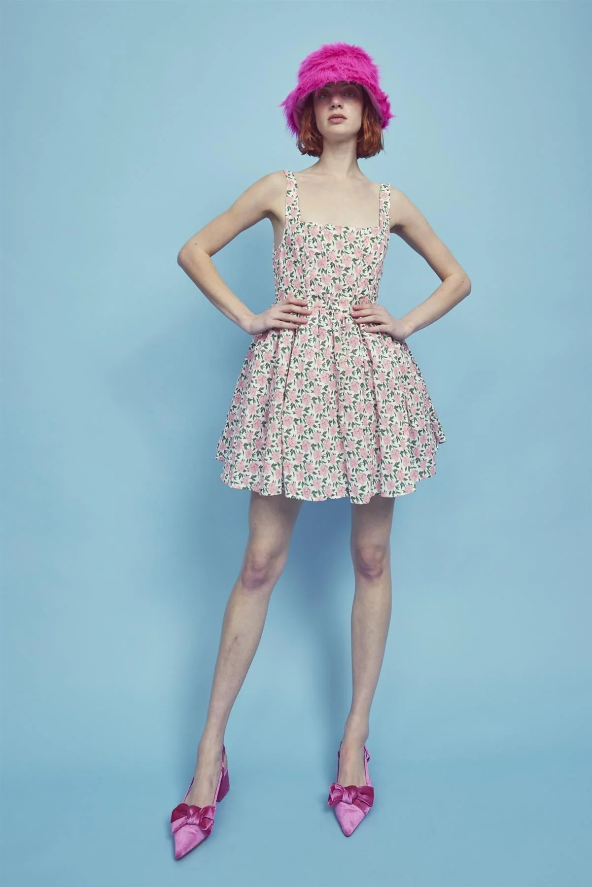 Jamie Corset Mini Dress -Pink/Green - Image 4