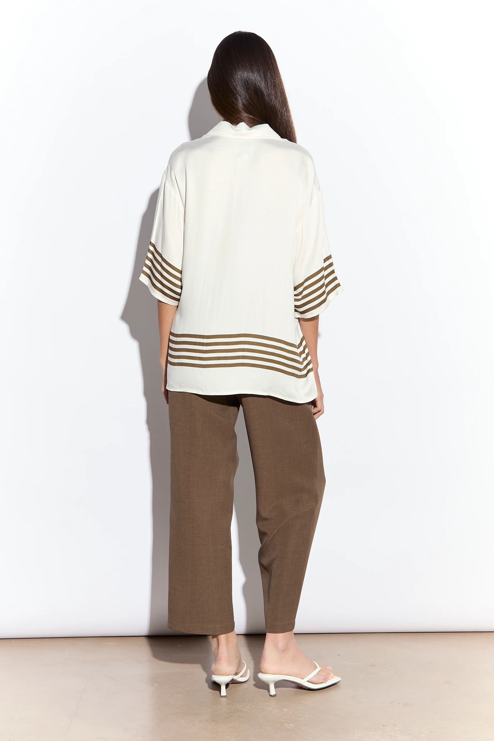 Khaki Brown Slim Fit Cropped Trousers - Image 3