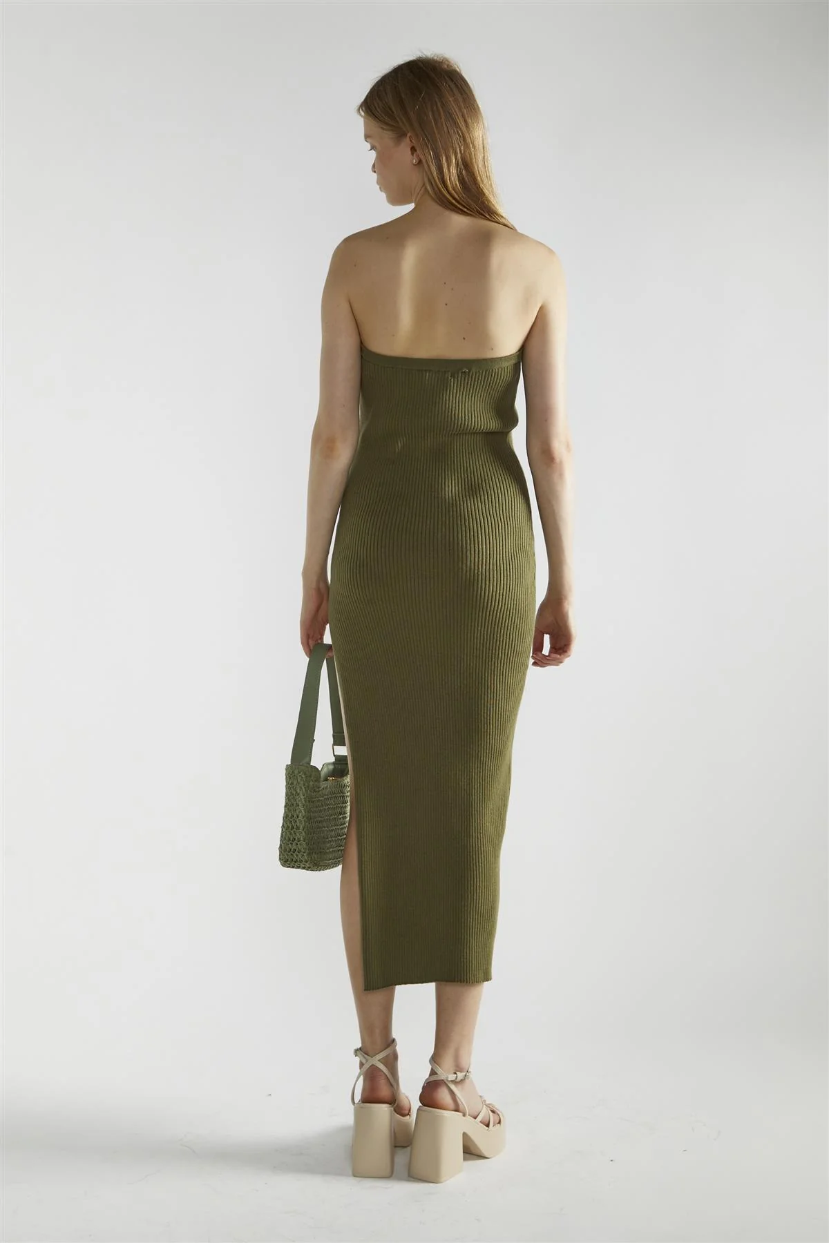 Khaki Knitted Midaxi-Dress - Image 2