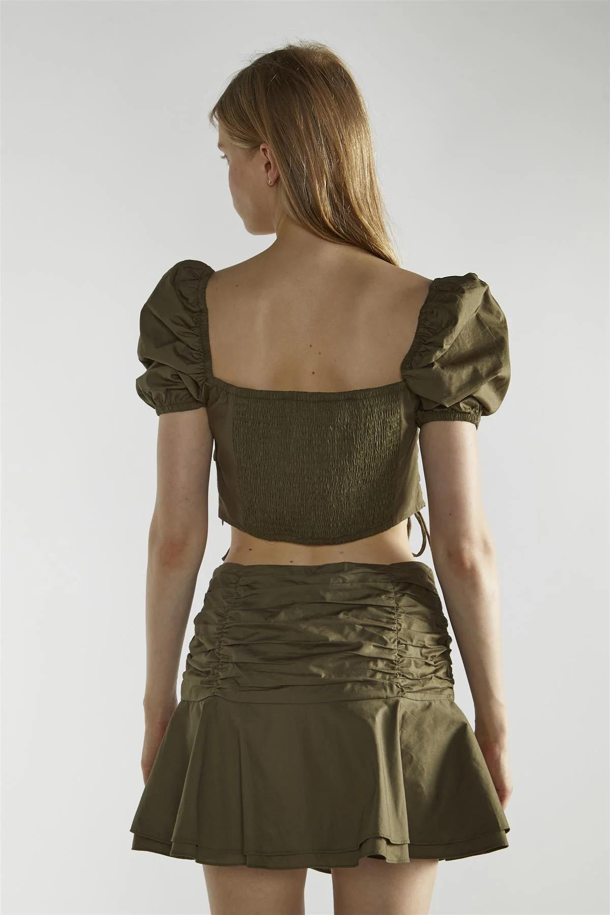 Khaki Square-Neck Crop-Top - Image 2