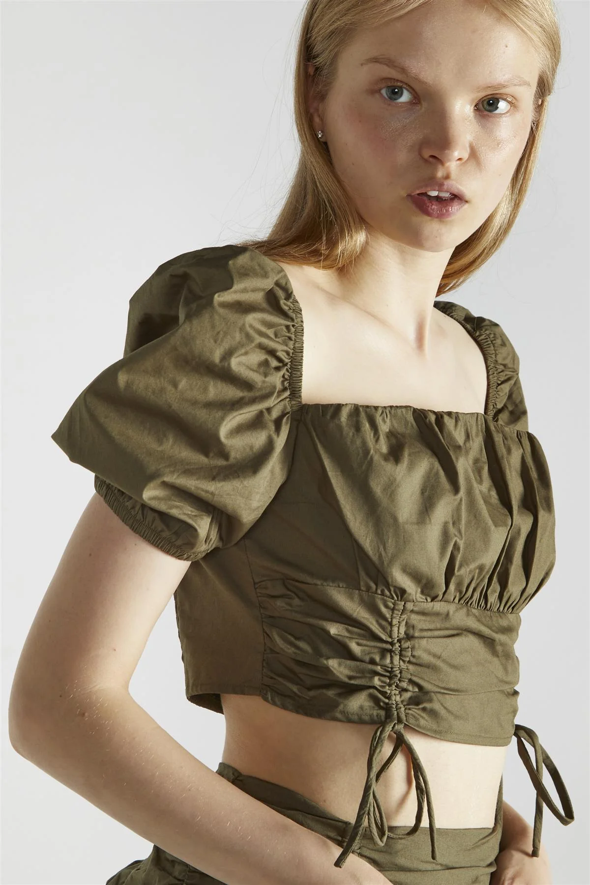 Khaki Square-Neck Crop-Top - Image 4