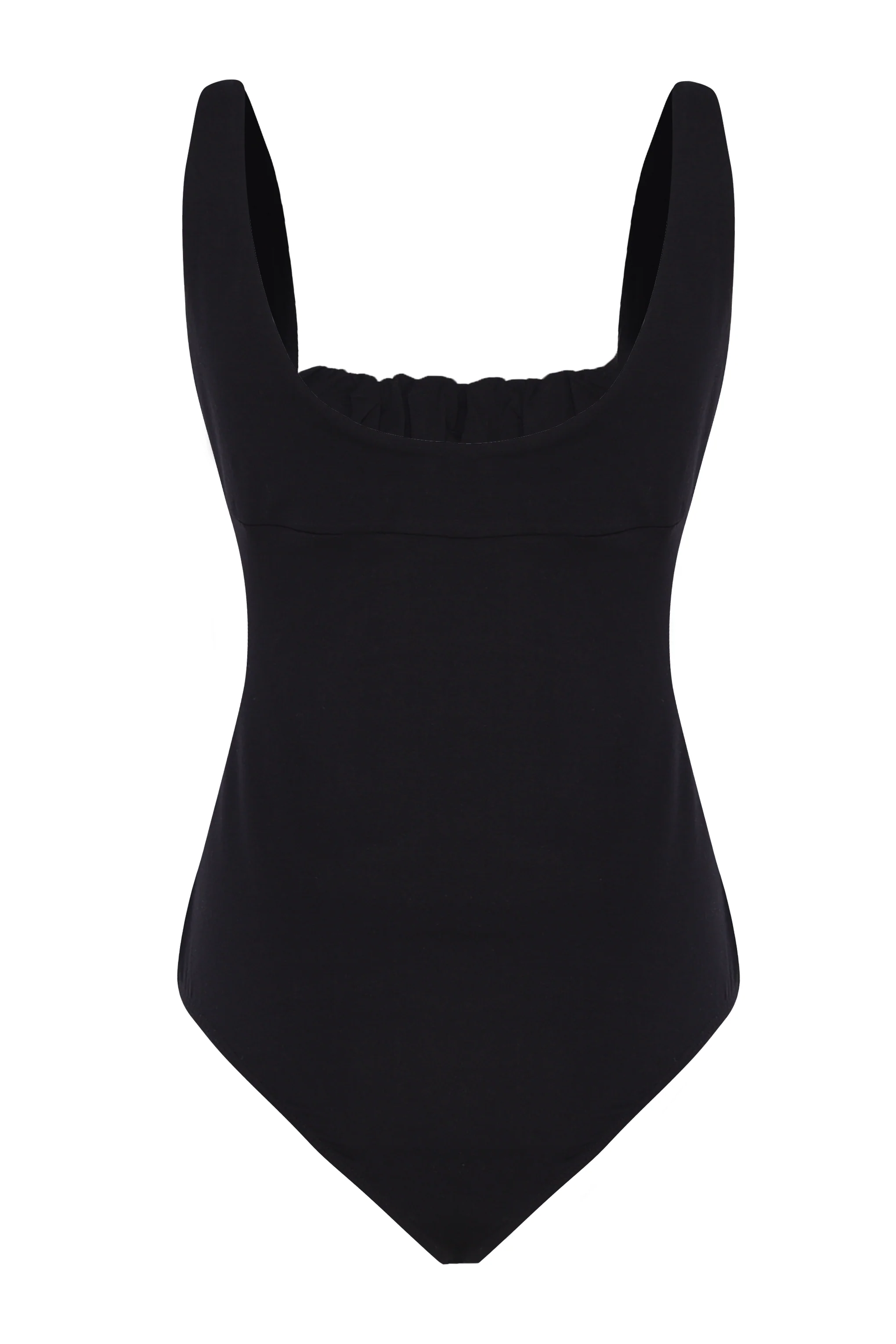 Glamorous Black Ruched Front Body Suit - Image 2