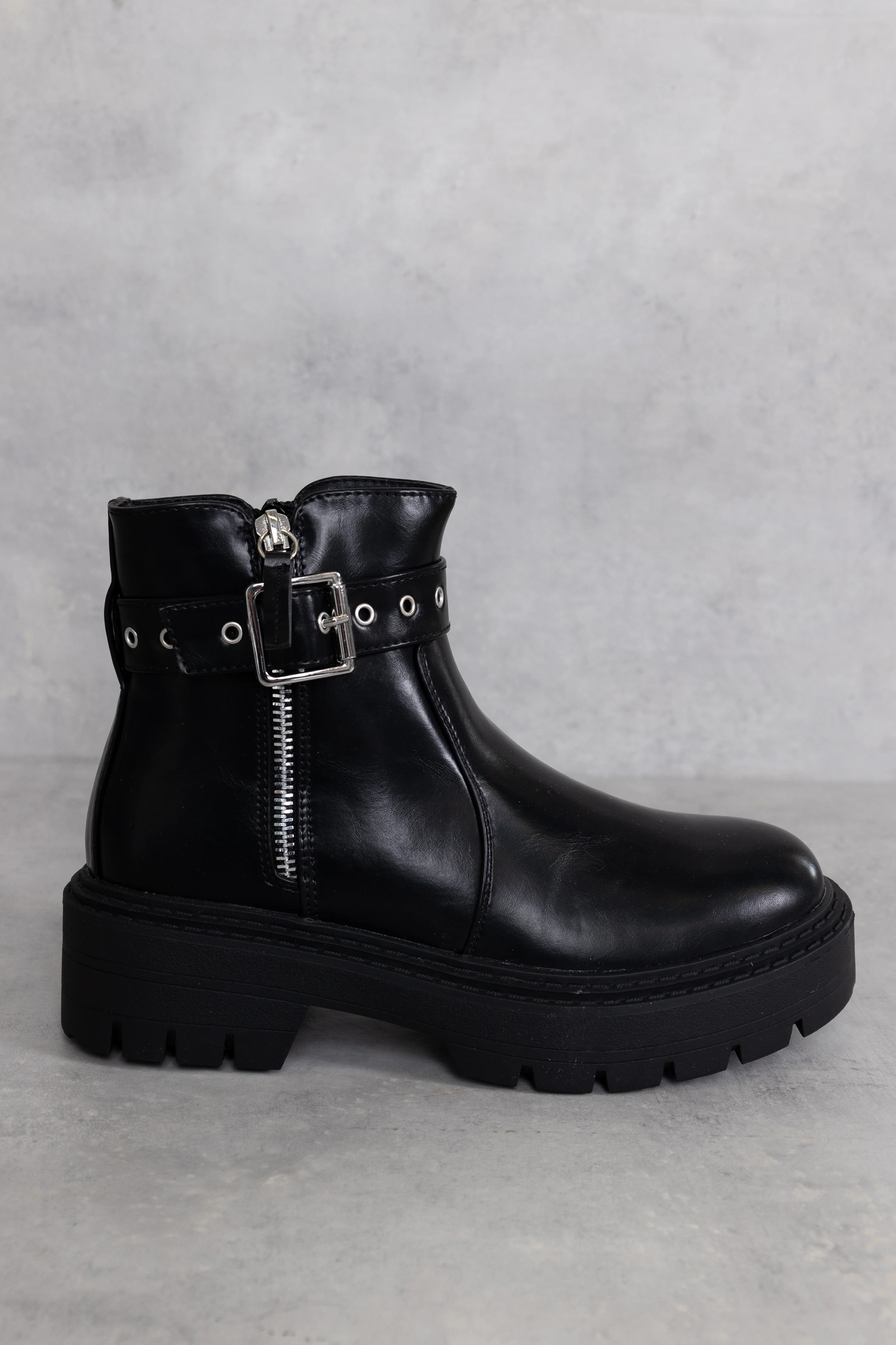 Black Chunky Buckle Chelsea Boots - Image 2