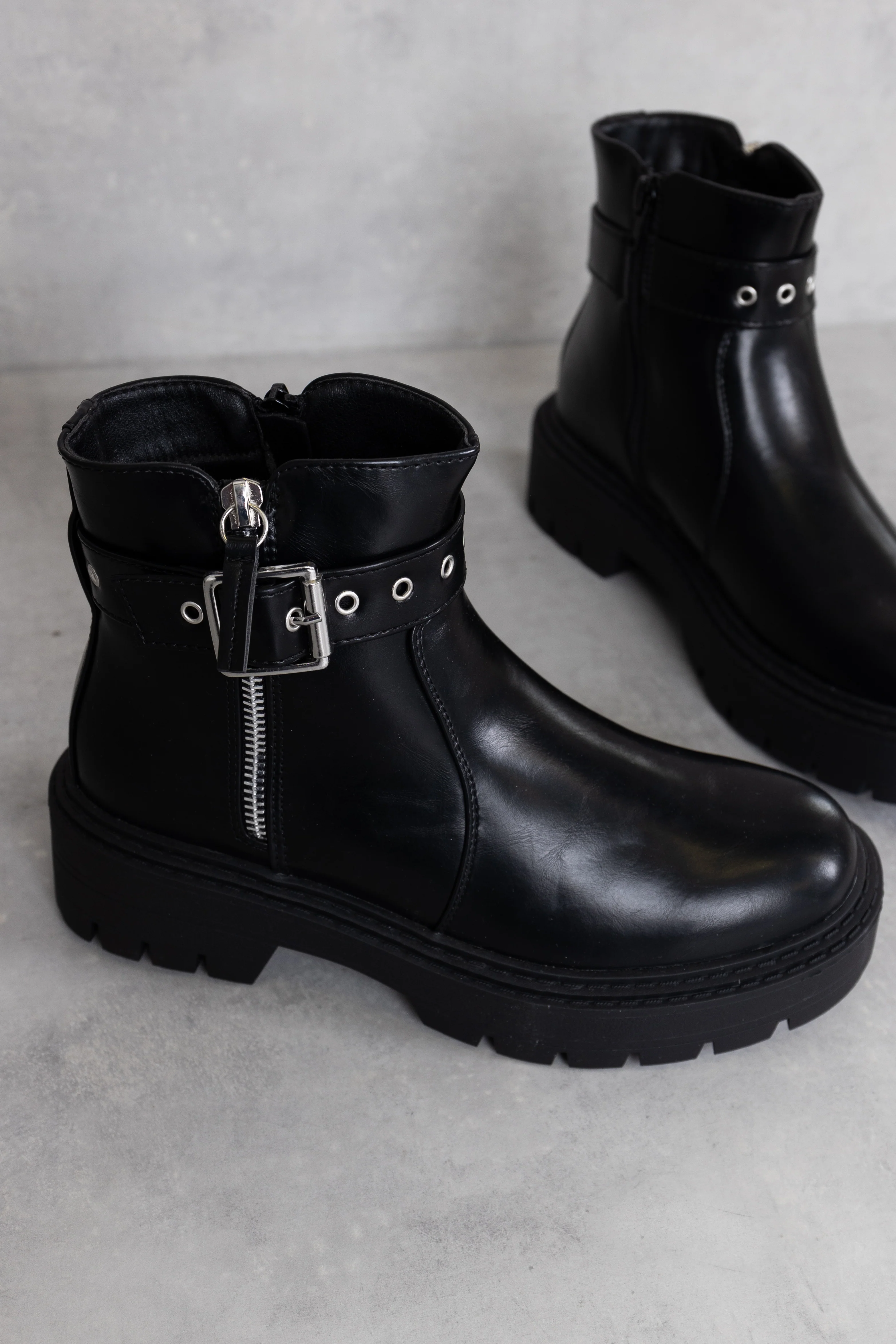 Black Chunky Buckle Chelsea Boots - Image 3