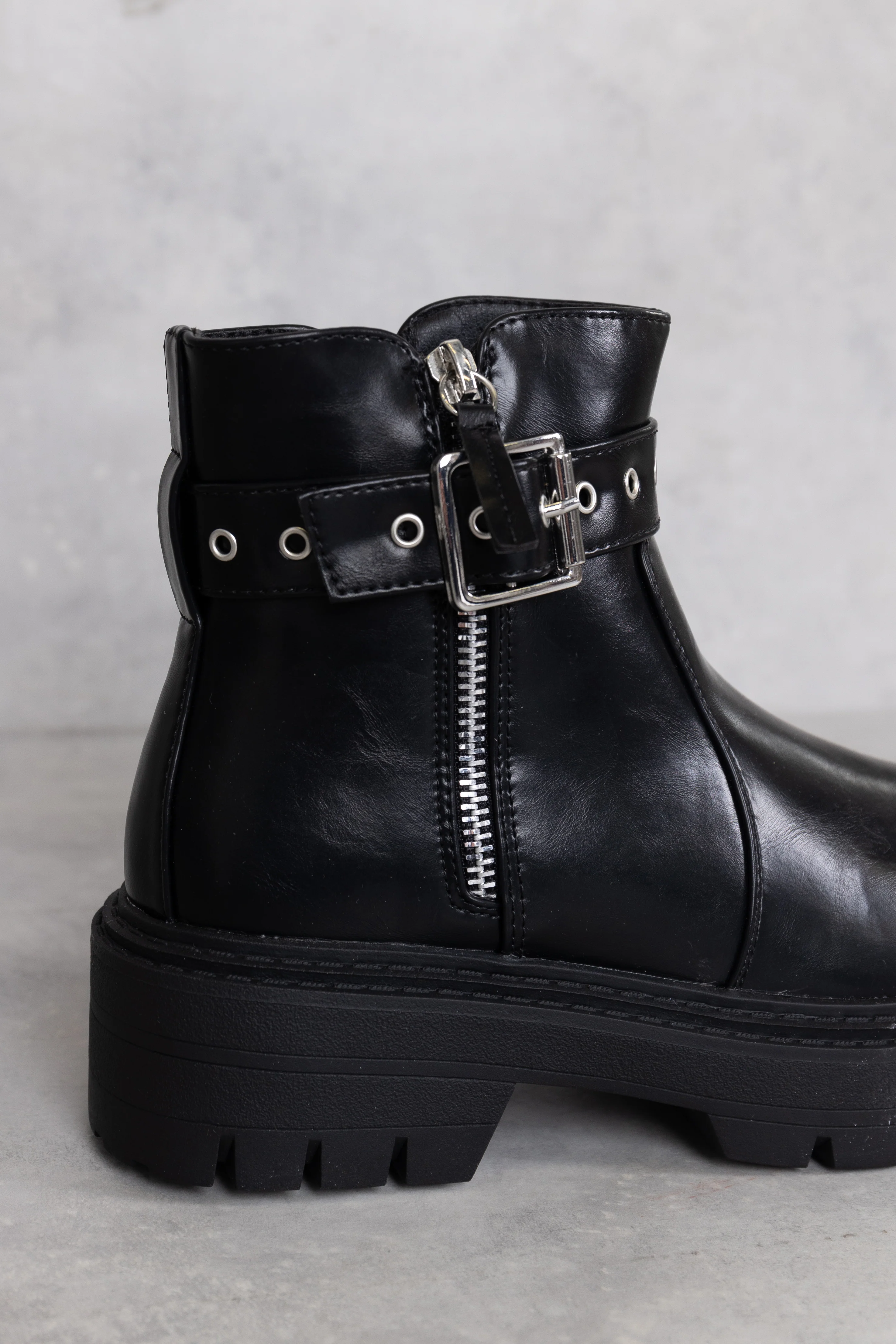 Black Chunky Buckle Chelsea Boots - Image 4