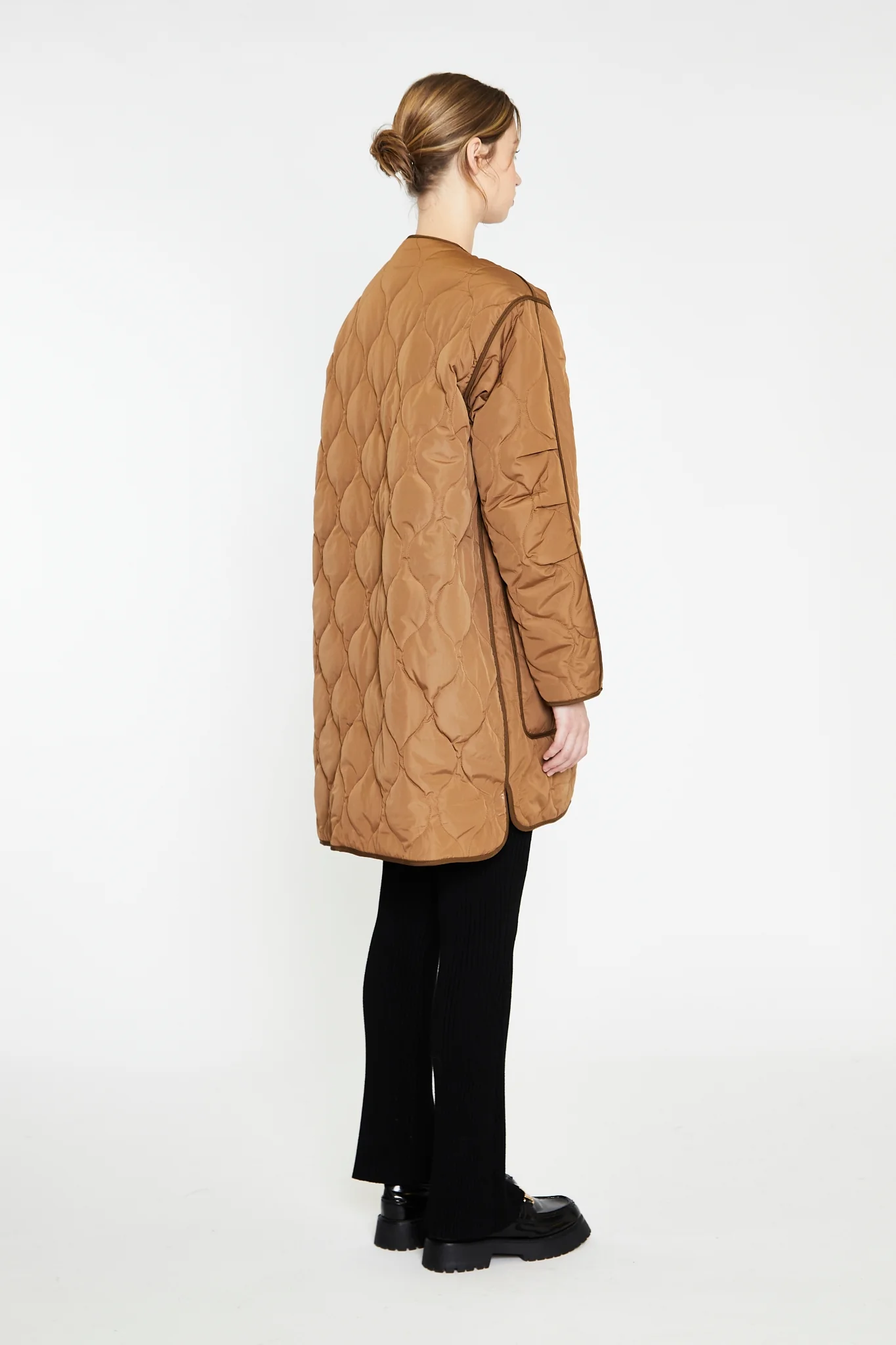 Brown Dark-Brown Quilted Coat - Image 3