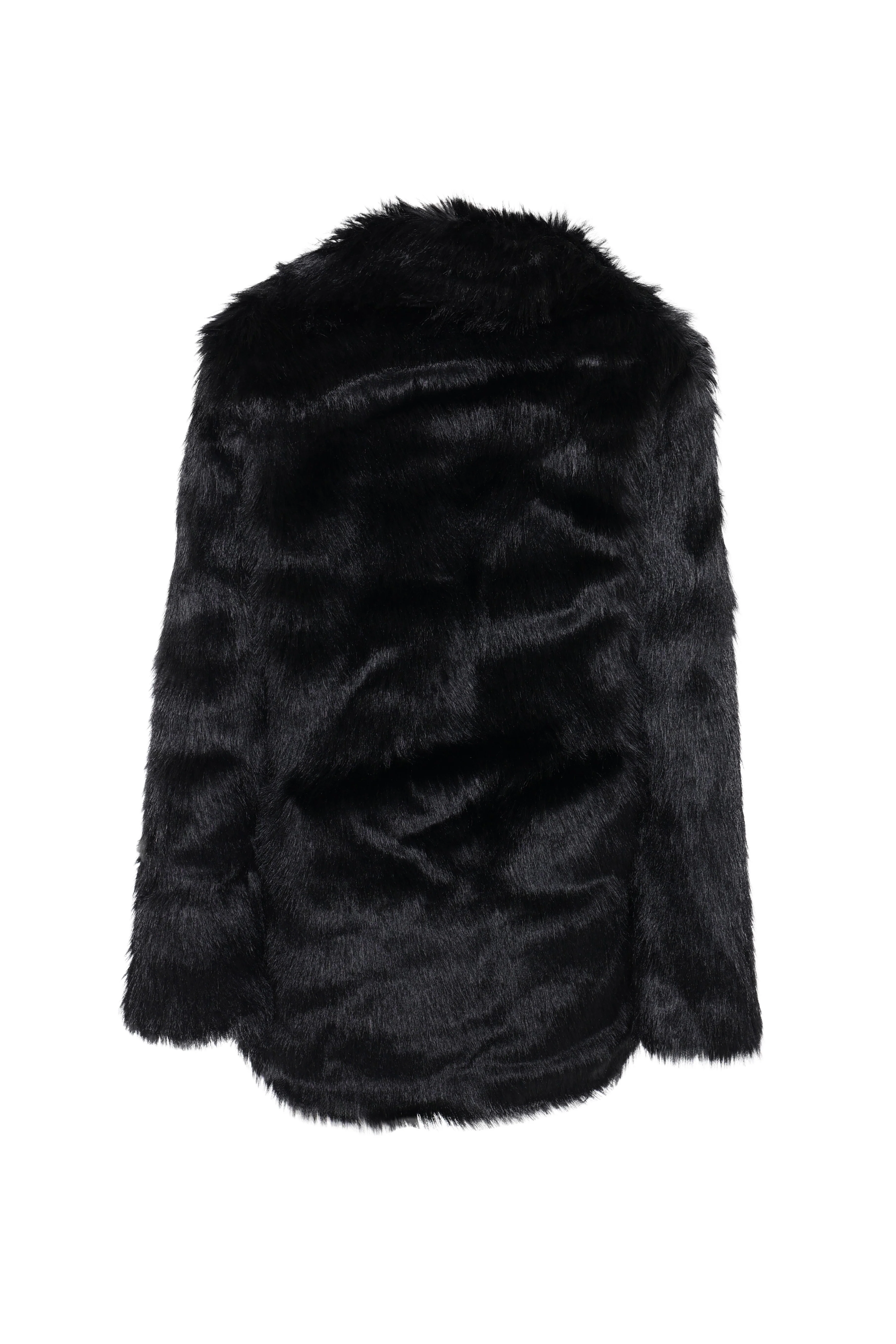 Black Faux-Fur Coat - Image 5