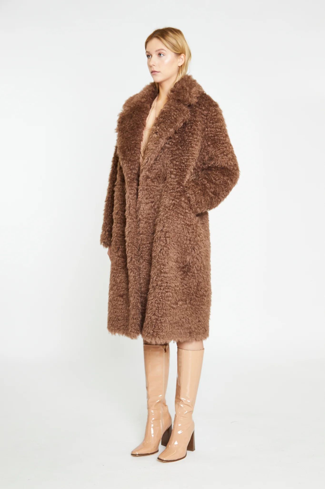 Walnut Faux-Fur Midi-Coat - Image 3