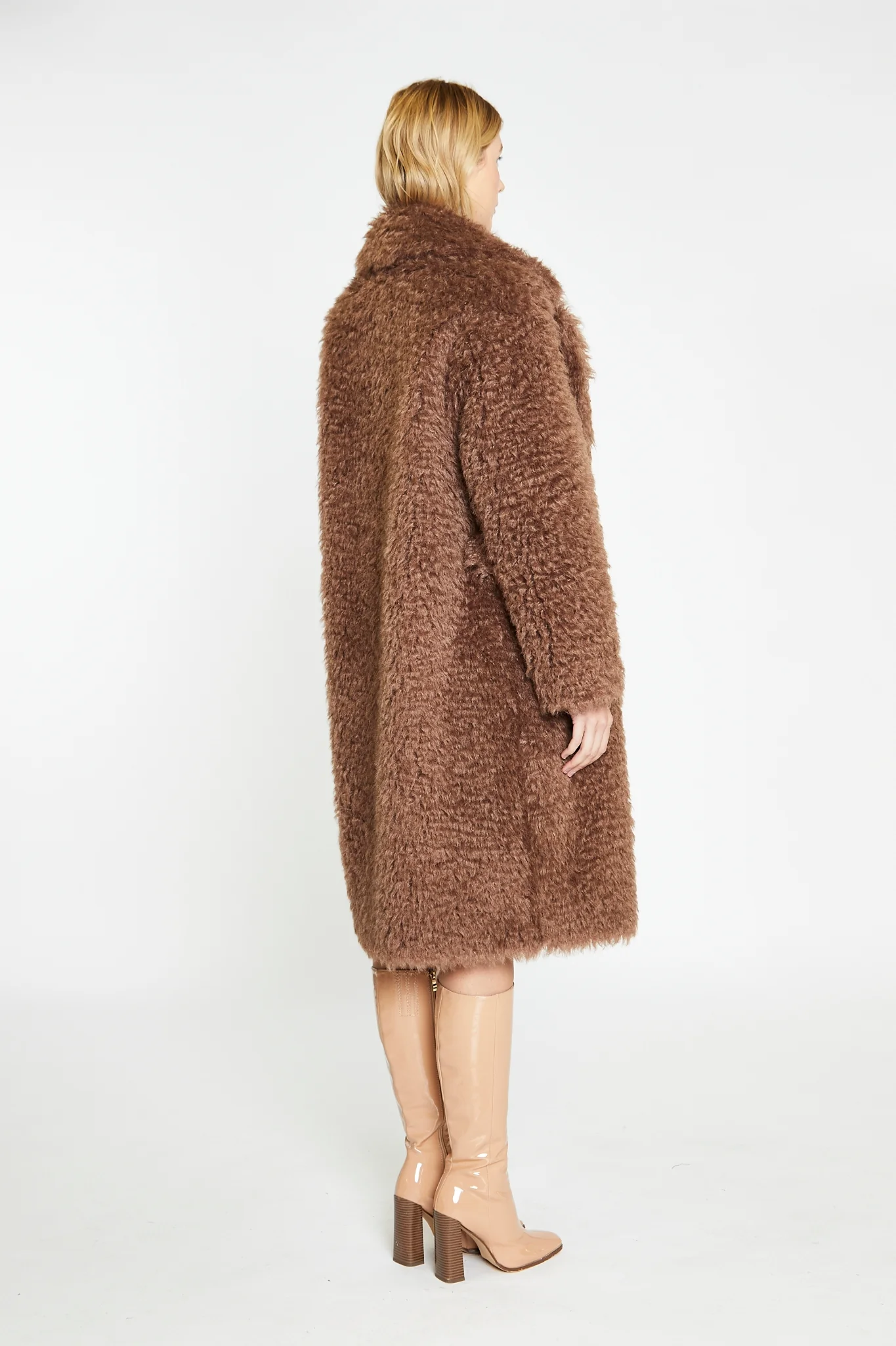 Walnut Faux-Fur Midi-Coat - Image 4