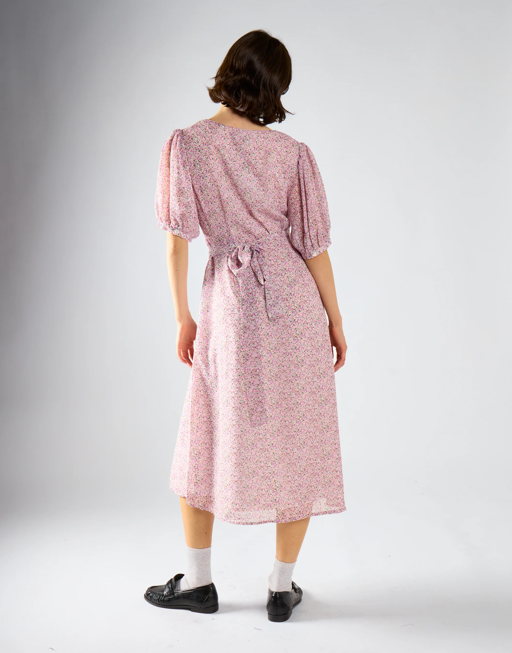 Glamorous Orchid Multi Ditsy Tie Waist Midi Dress - Image 2